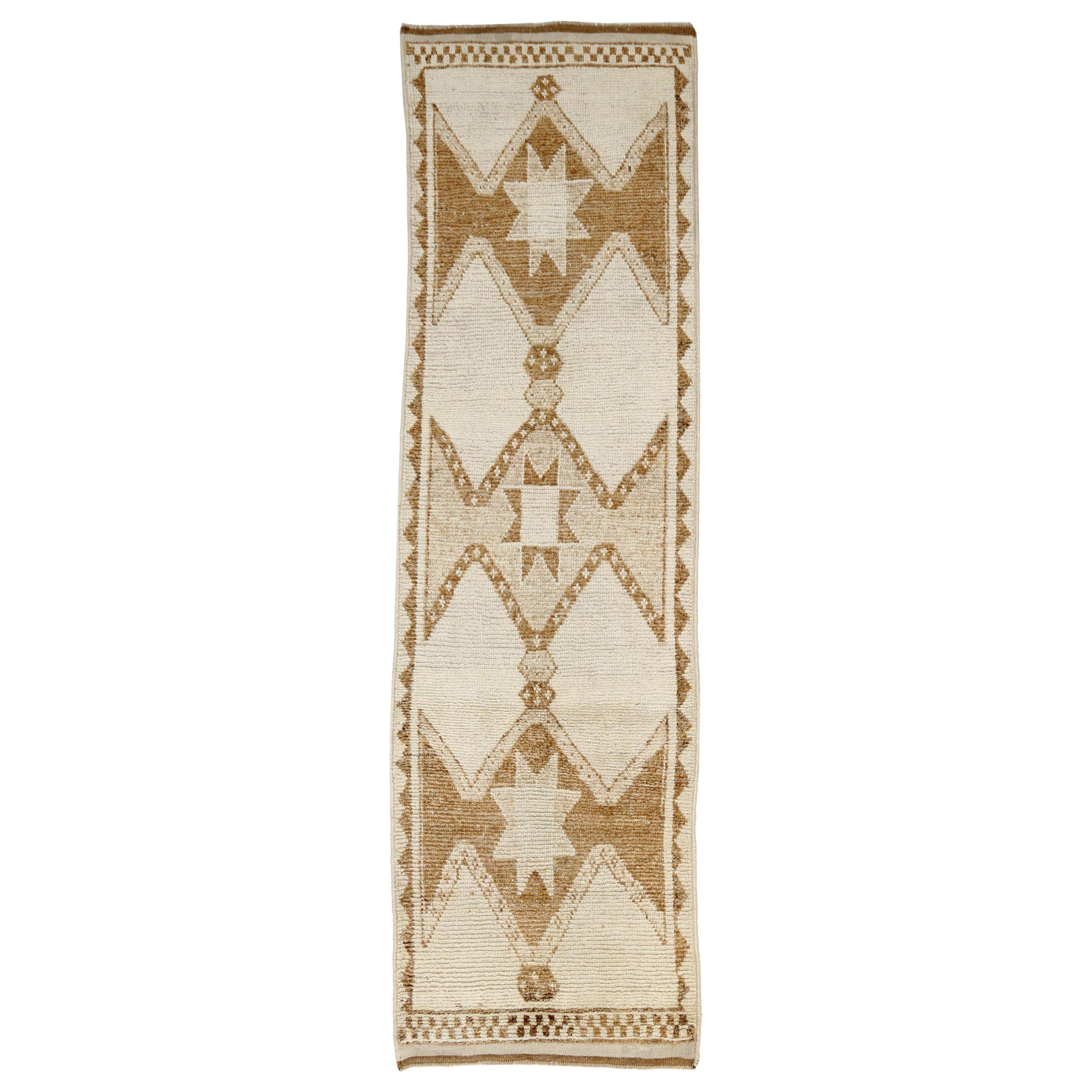 Türkei Anatoly Läufer Teppich - Wolle Braun Elfenbein Design - 93207