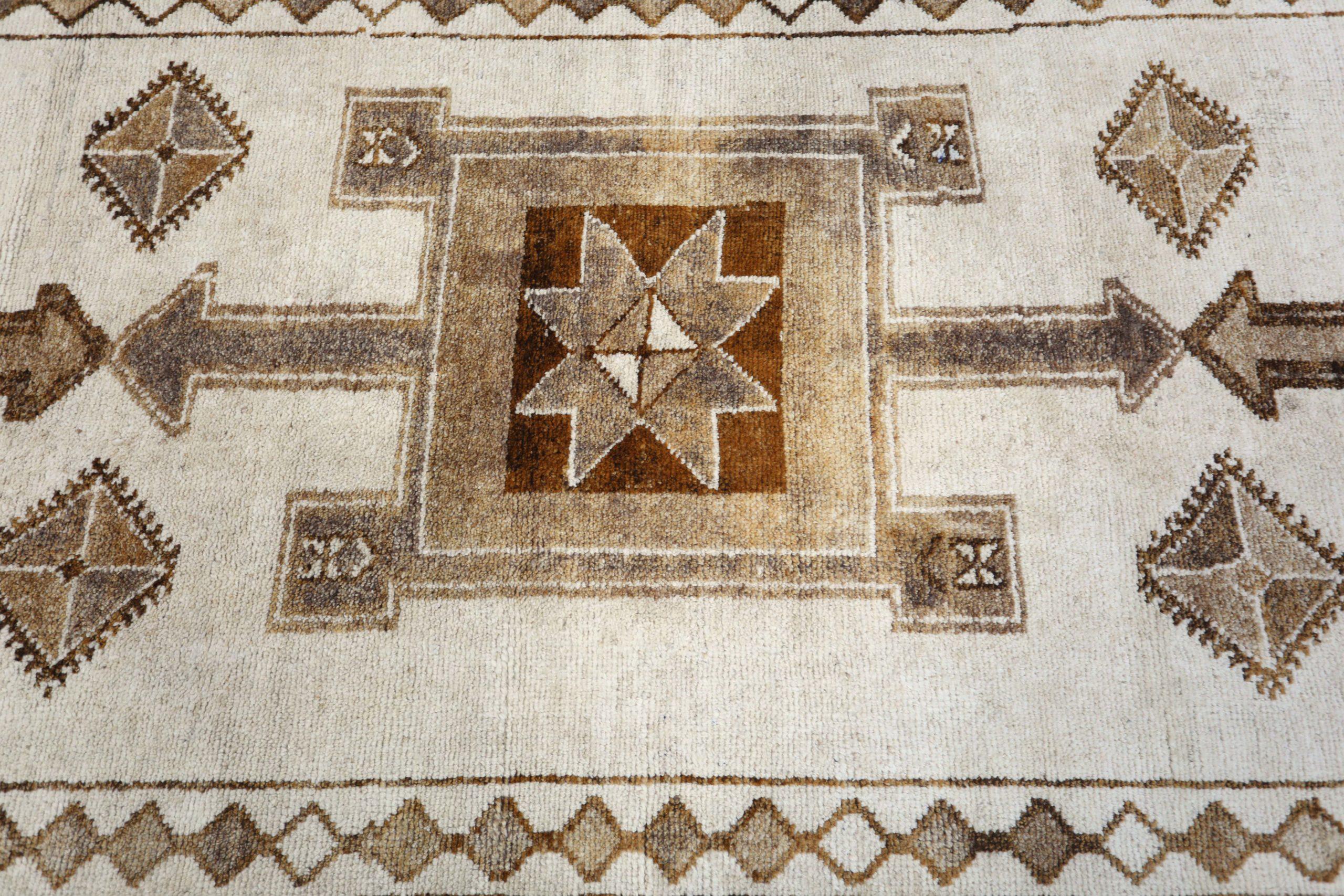Türkei Anatoly Läufer Teppich - Wolle Braun Elfenbein Design - 93209 (20. Jahrhundert) im Angebot