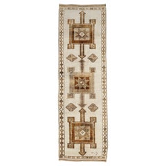 Türkei Anatoly Läufer Teppich - Wolle Braun Elfenbein Design - 93209