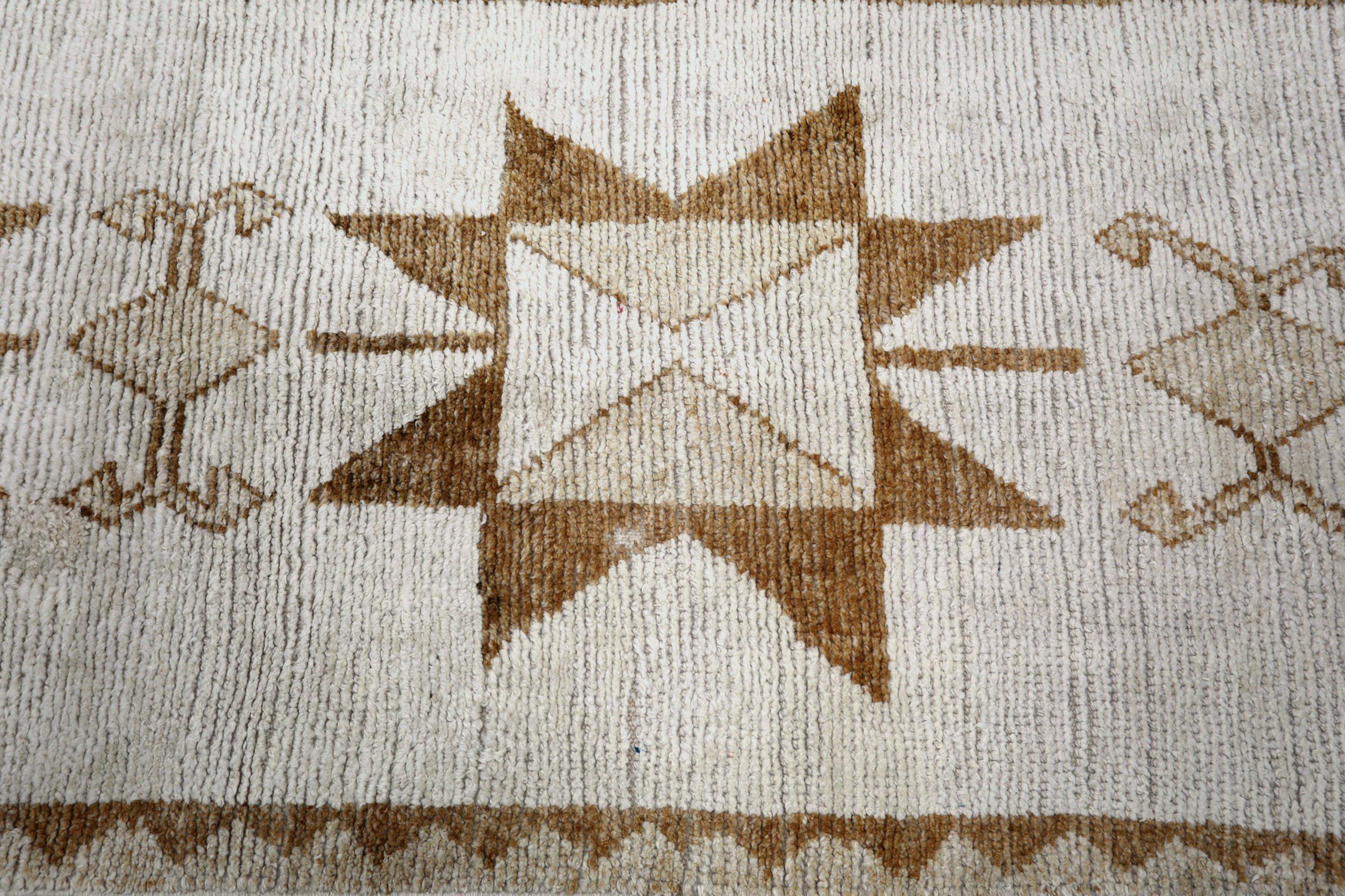 XX secolo Tappeto Runner Turkey Anatoly - Lana Marrone Avorio Design - 93213 in vendita