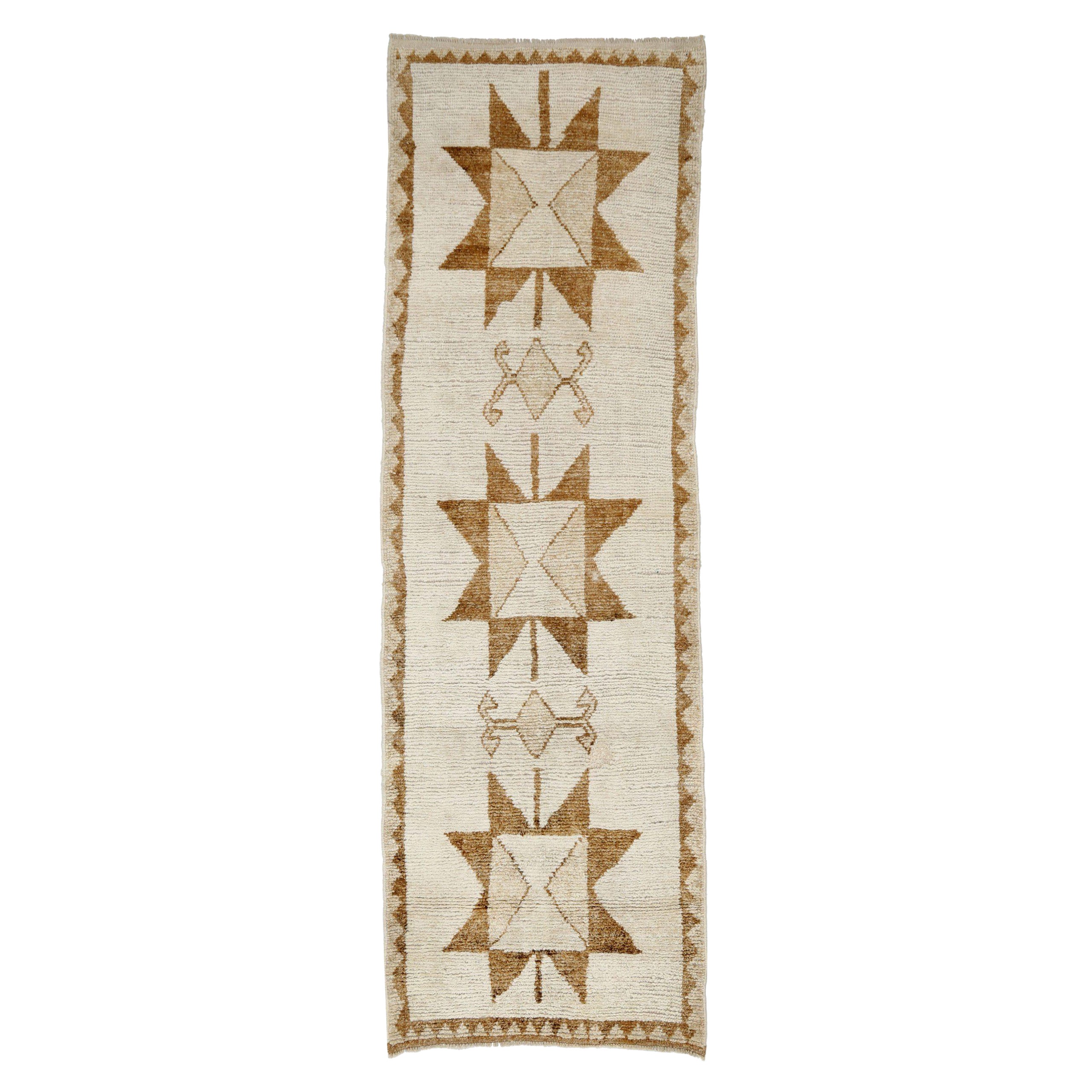 Türkei Anatoly Läufer Teppich - Wolle Braun Elfenbein Design - 93213