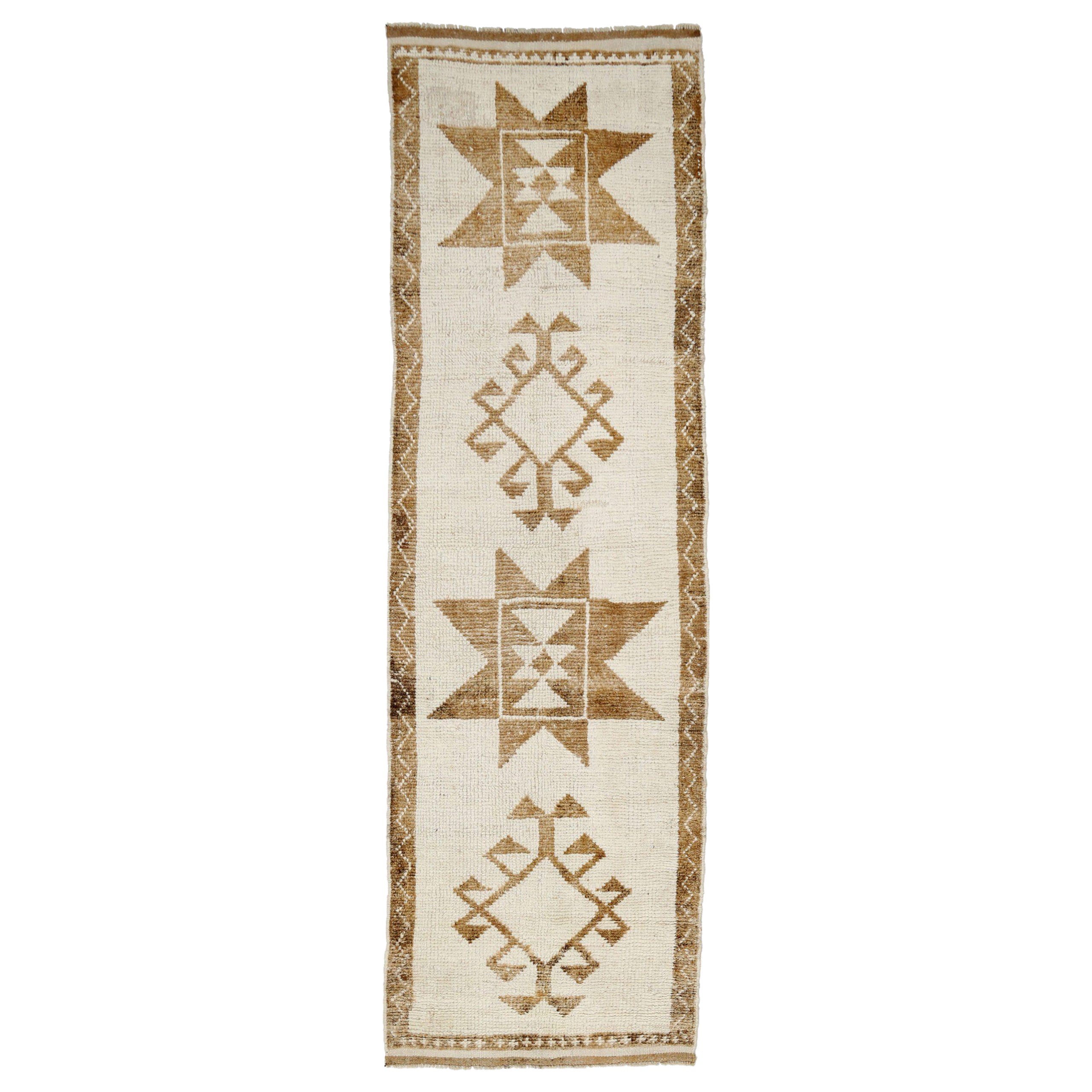 Türkei Anatoly Läufer Teppich - Wolle Braun Elfenbein Design - 93214
