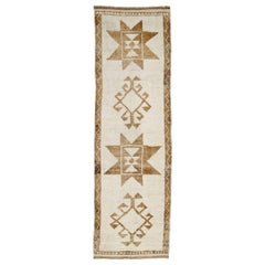 Türkei Anatoly Läufer Teppich - Wolle Braun Elfenbein Design - 93214
