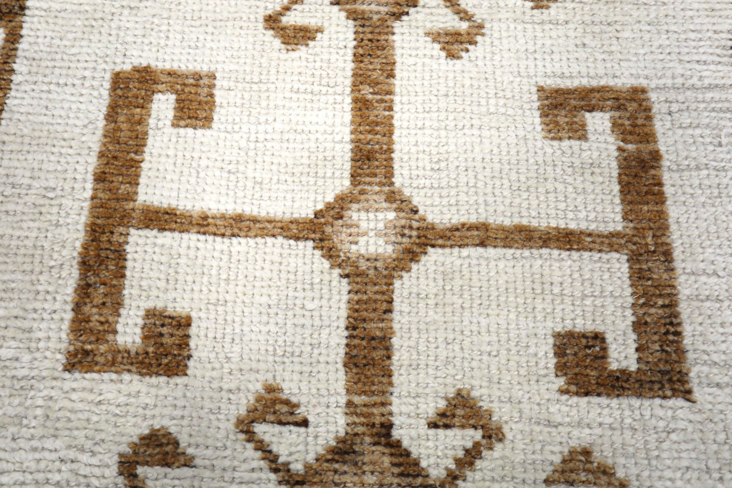 Türkei Anatoly Läufer Teppich - Wolle Braun Elfenbein Design - 93215 im Zustand „Hervorragend“ im Angebot in Dallas, TX