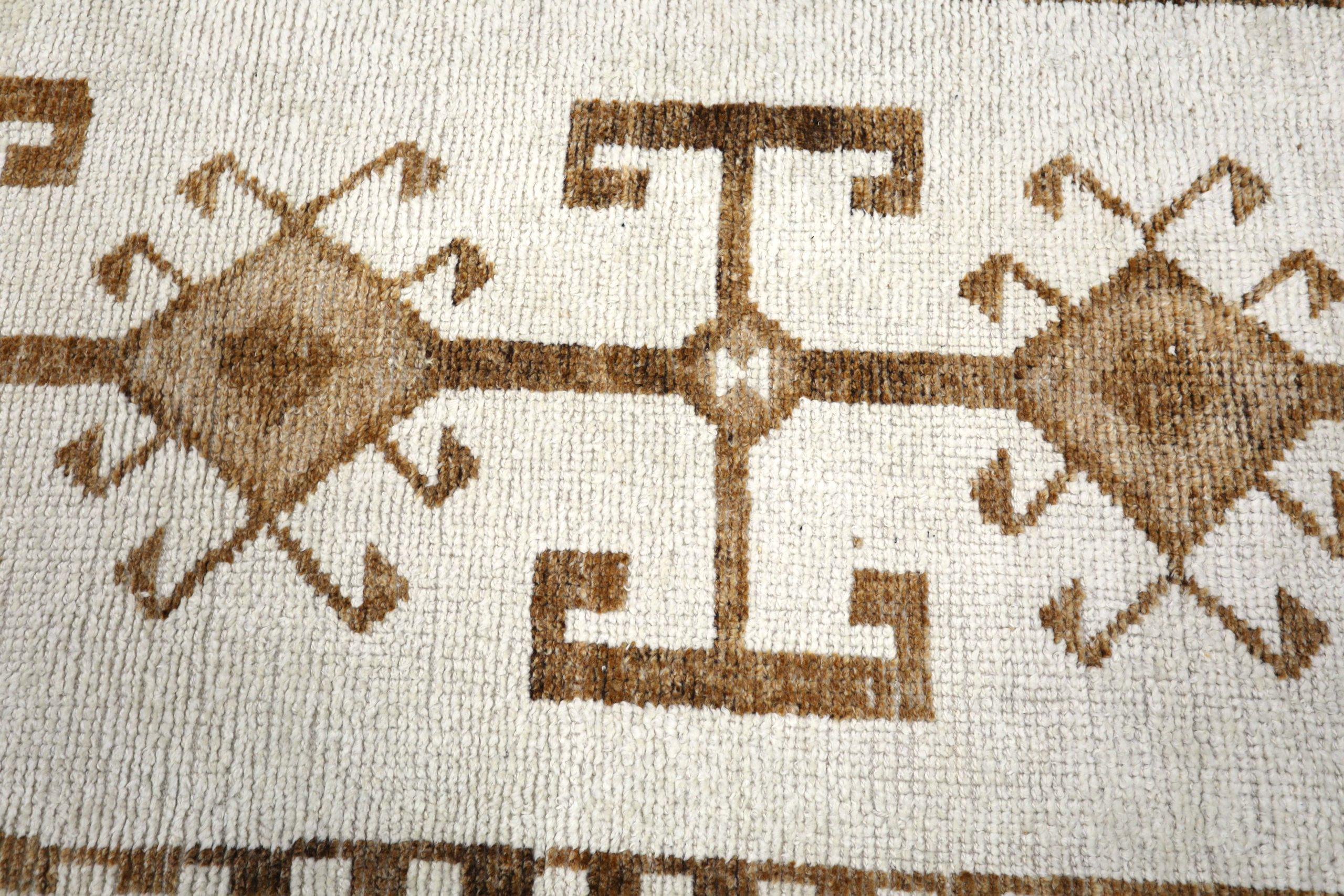 Türkei Anatoly Läufer Teppich - Wolle Braun Elfenbein Design - 93215 (20. Jahrhundert) im Angebot