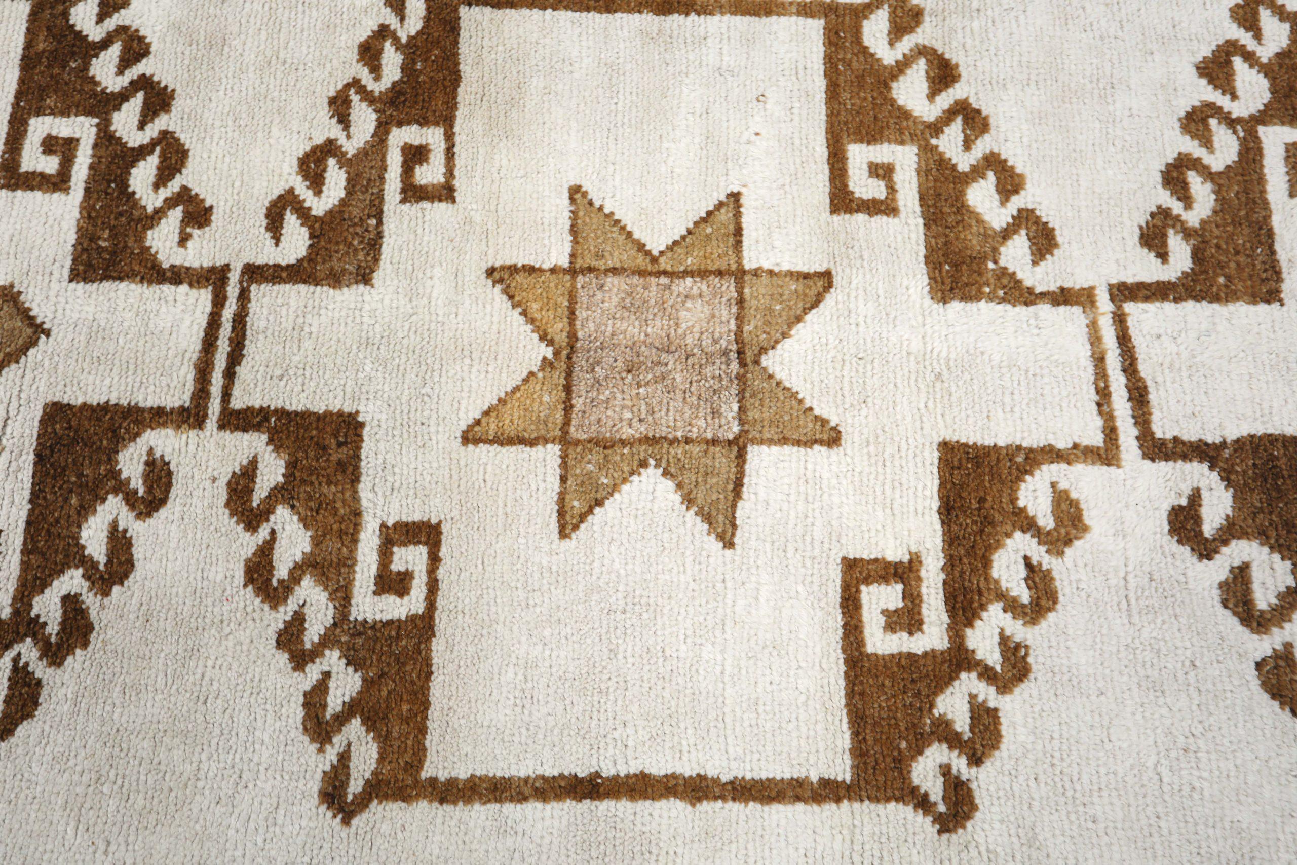 Türkei Anatoly Läufer Teppich - Wolle Braun Elfenbein Design - 93216 (20. Jahrhundert) im Angebot
