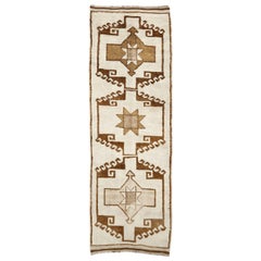 Türkei Anatoly Läufer Teppich - Wolle Braun Elfenbein Design - 93216