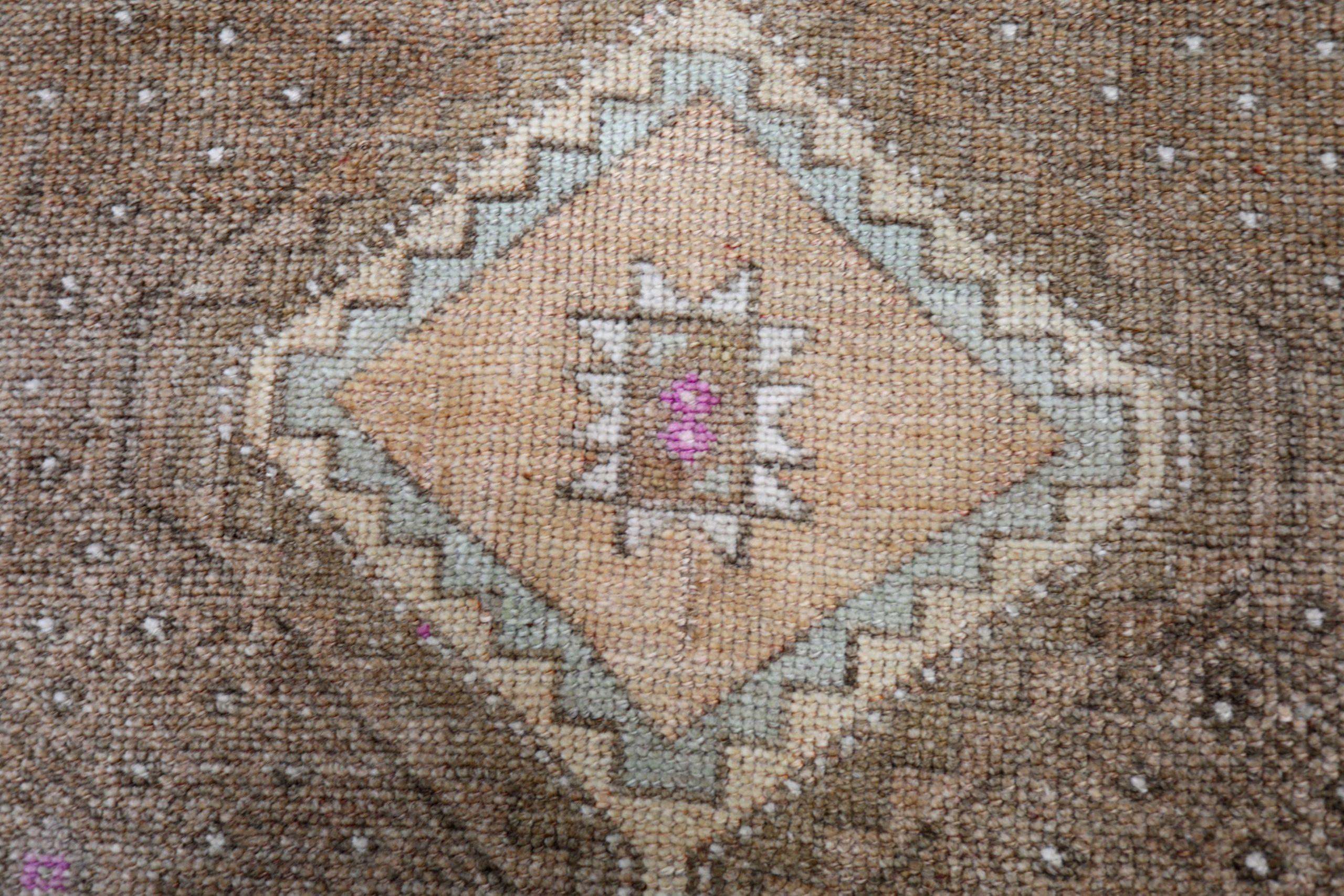 Turkish Turkey Anatoly Runner Rug - Wool Brown Ivory Design - 93259 For Sale