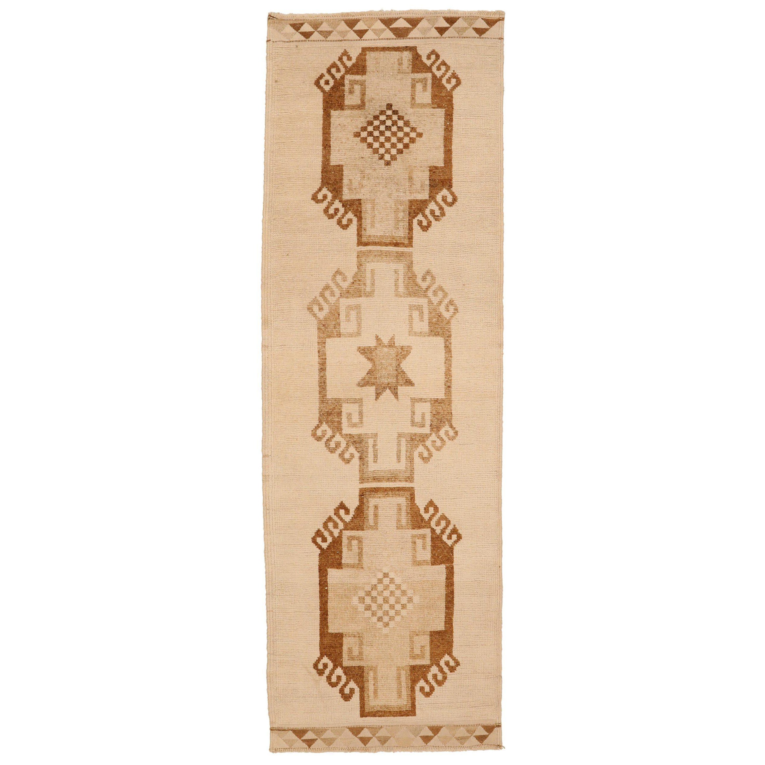 Türkei Anatoly Läufer Teppich - Wolle Braun Elfenbein Design - 93307