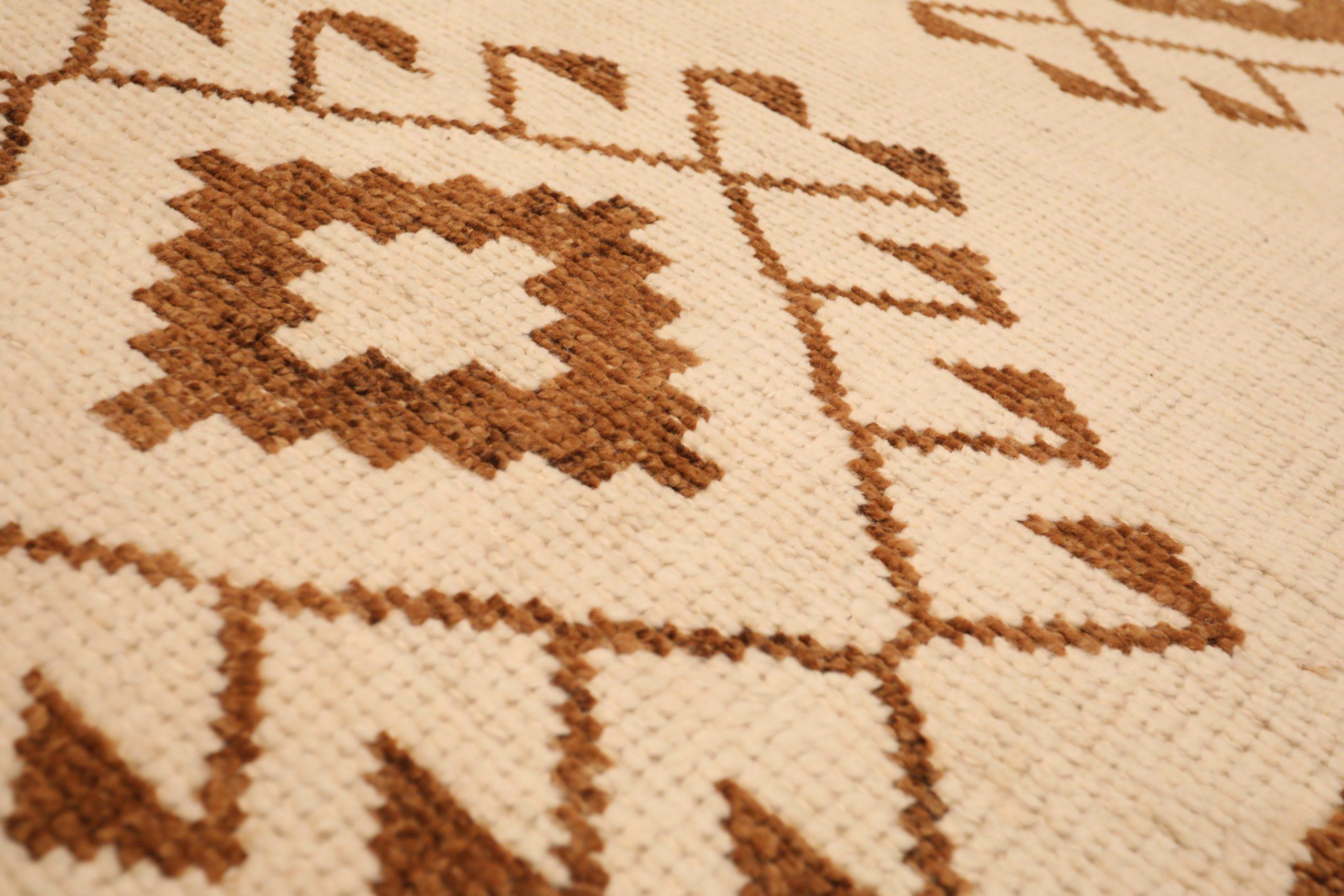 Turkish Turkey Anatoly Runner Rug - Wool Brown Ivory Design - 93309 For Sale