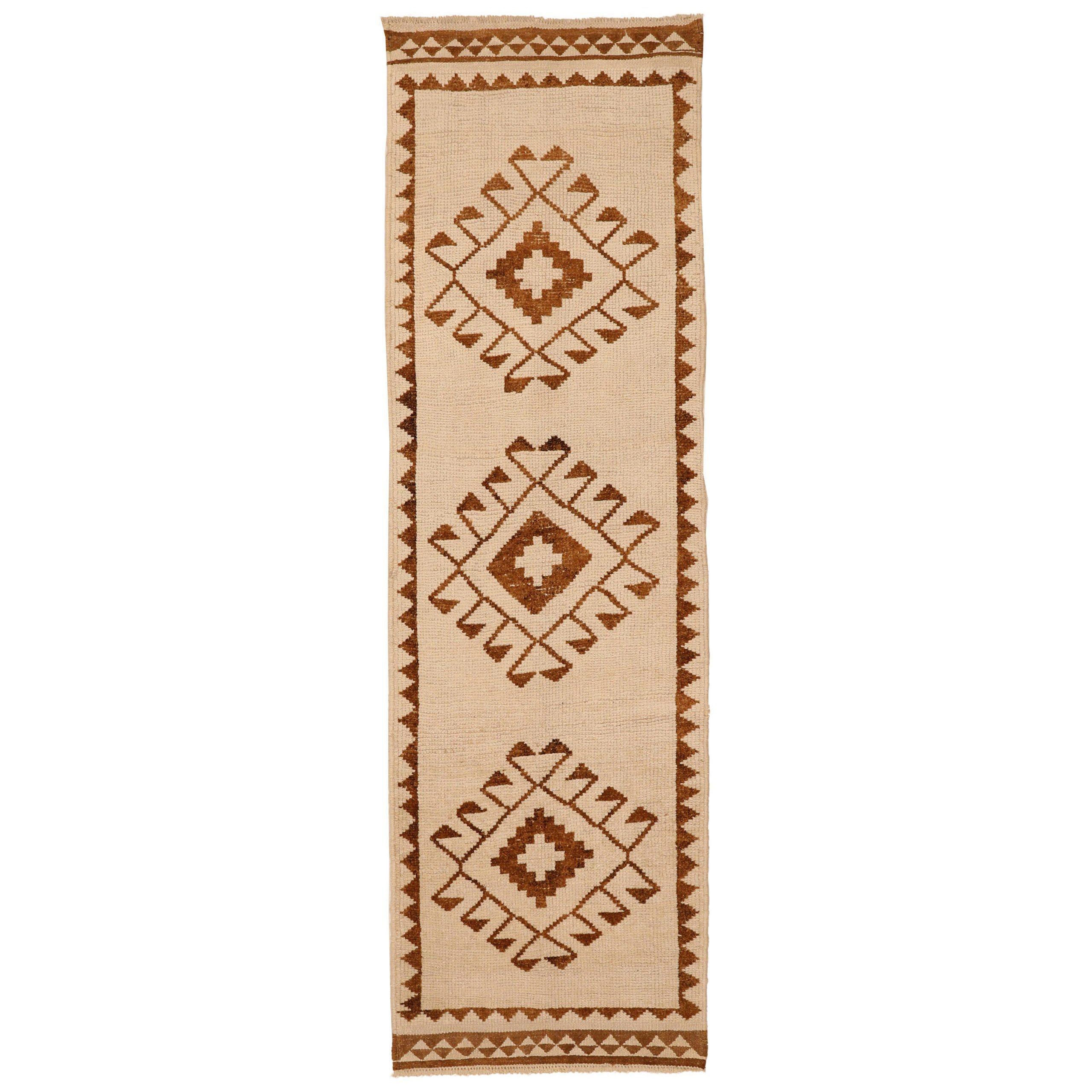 Türkei Anatoly Läufer Teppich - Wolle Braun Elfenbein Design - 93309
