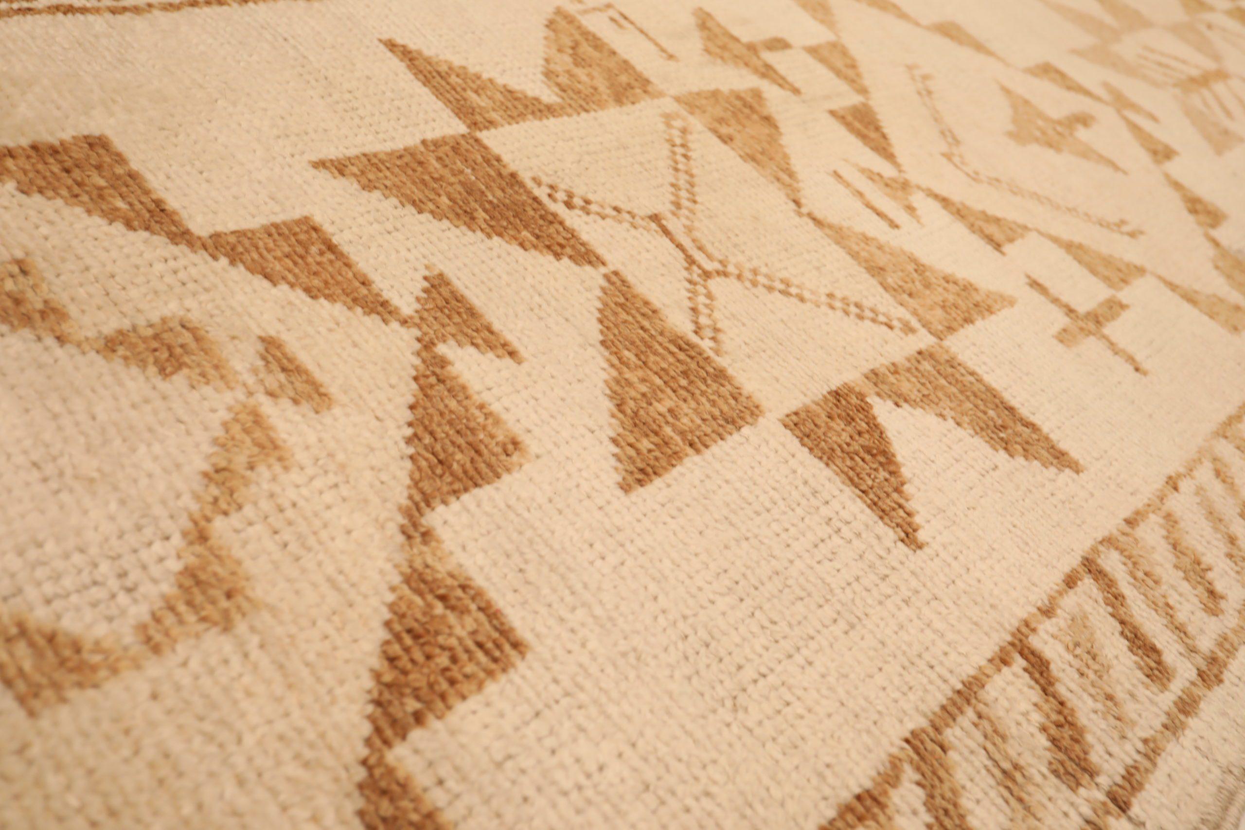 Tribale Tappeto Runner Turkey Anatoly - Lana Marrone Avorio Design - 93311 in vendita