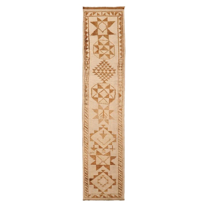 Türkei Anatoly Läufer Teppich - Wolle Braun Elfenbein Design - 93311