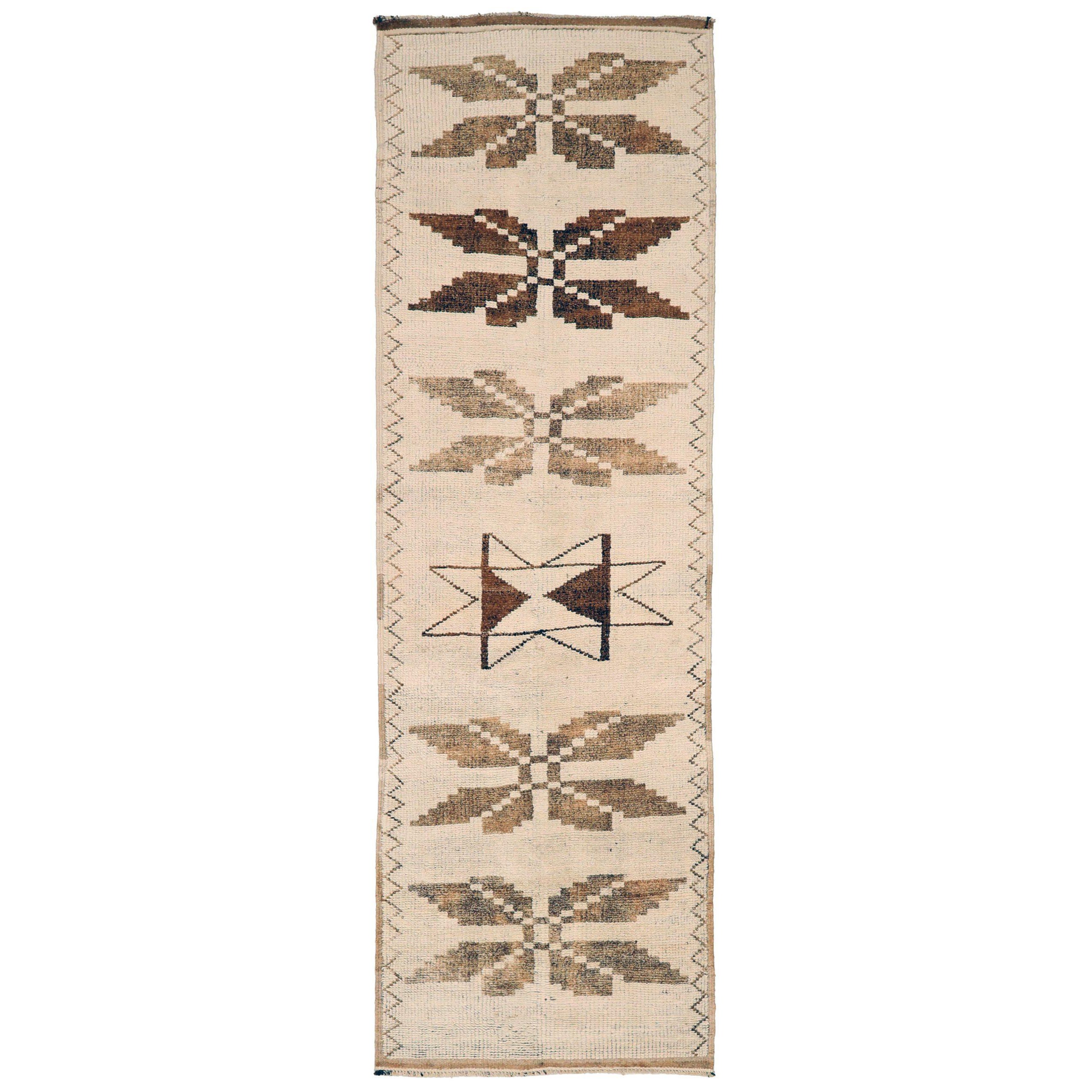 Tapis de course Turkey Anatoly - Laine Brown Ivory Design - 93313 en vente