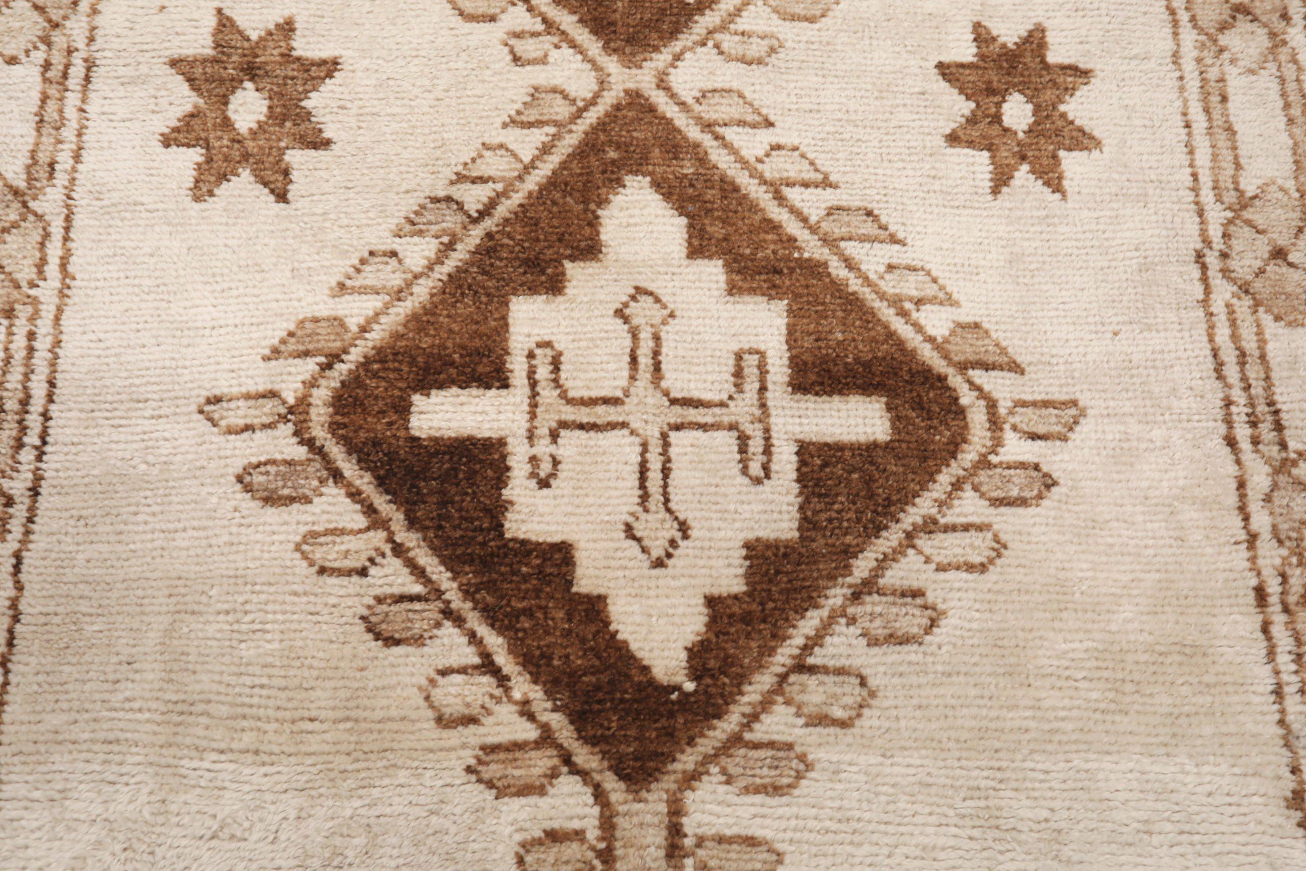 Türkei Anatoly Läufer Teppich - Wolle Braun Elfenbein Design - 93317 im Zustand „Hervorragend“ im Angebot in Dallas, TX