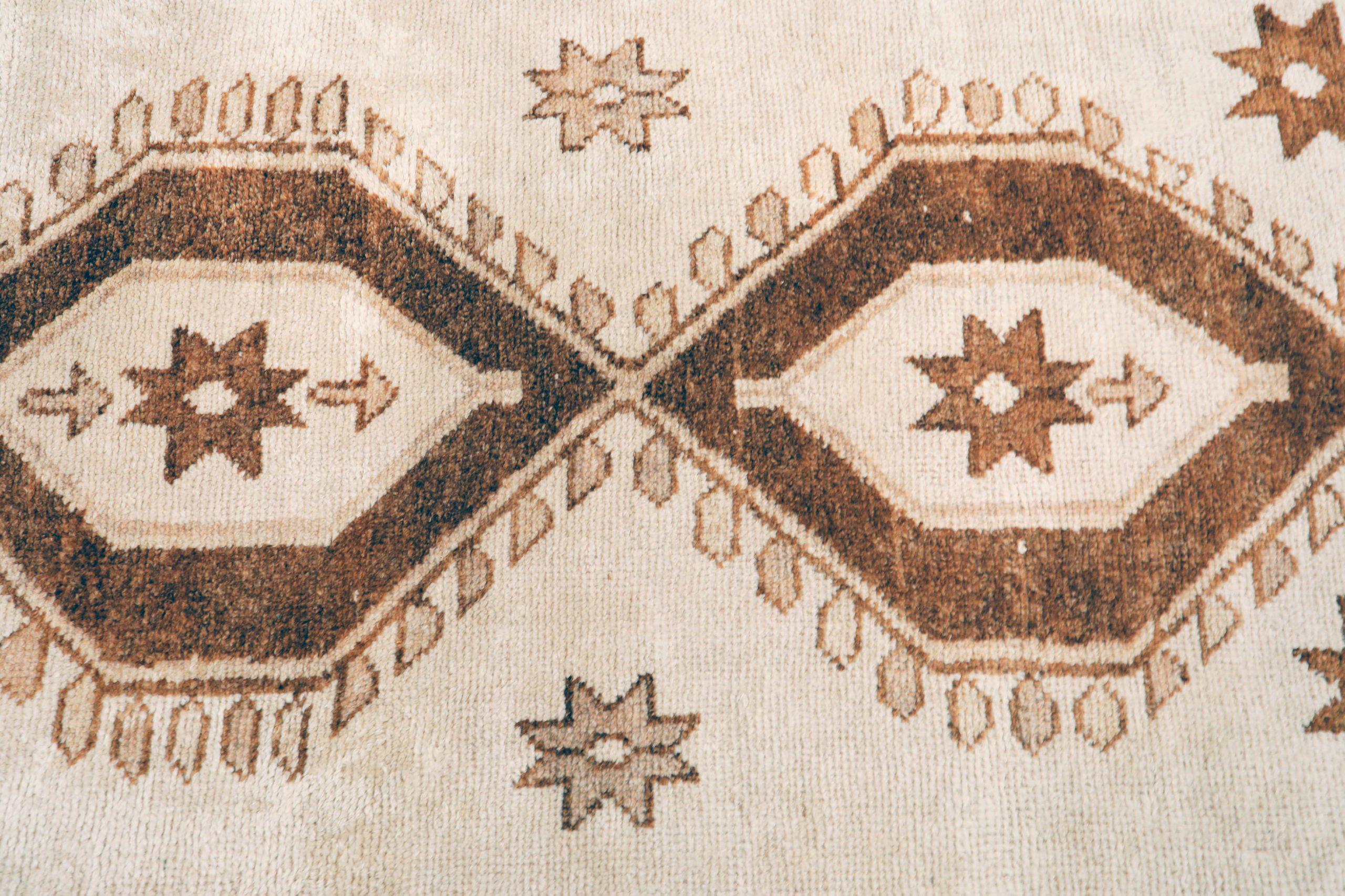 Türkei Anatoly Läufer Teppich - Wolle Braun Elfenbein Design - 93317 (20. Jahrhundert) im Angebot
