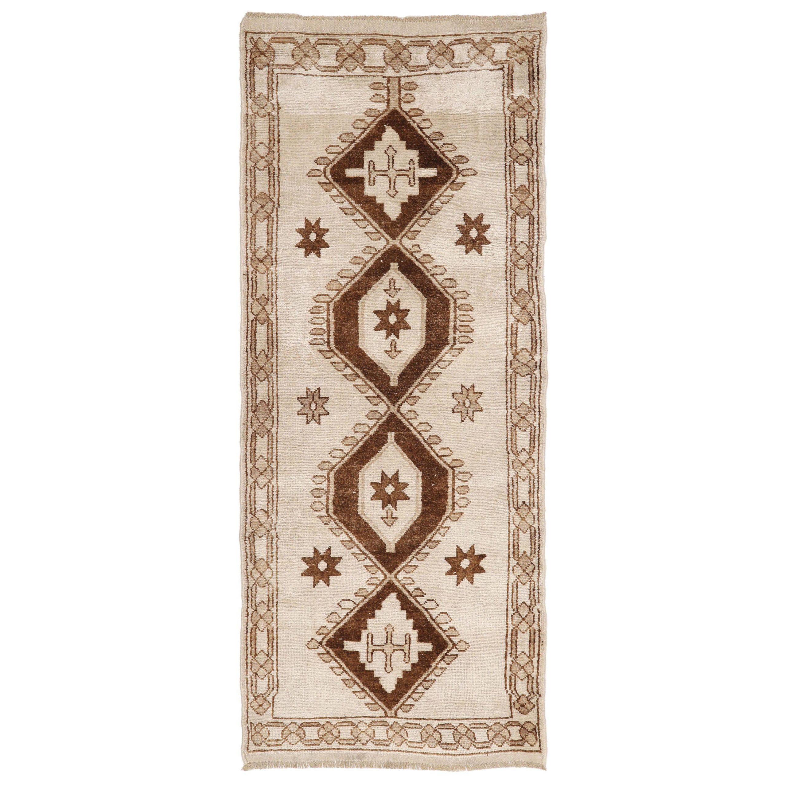 Türkei Anatoly Läufer Teppich - Wolle Braun Elfenbein Design - 93317