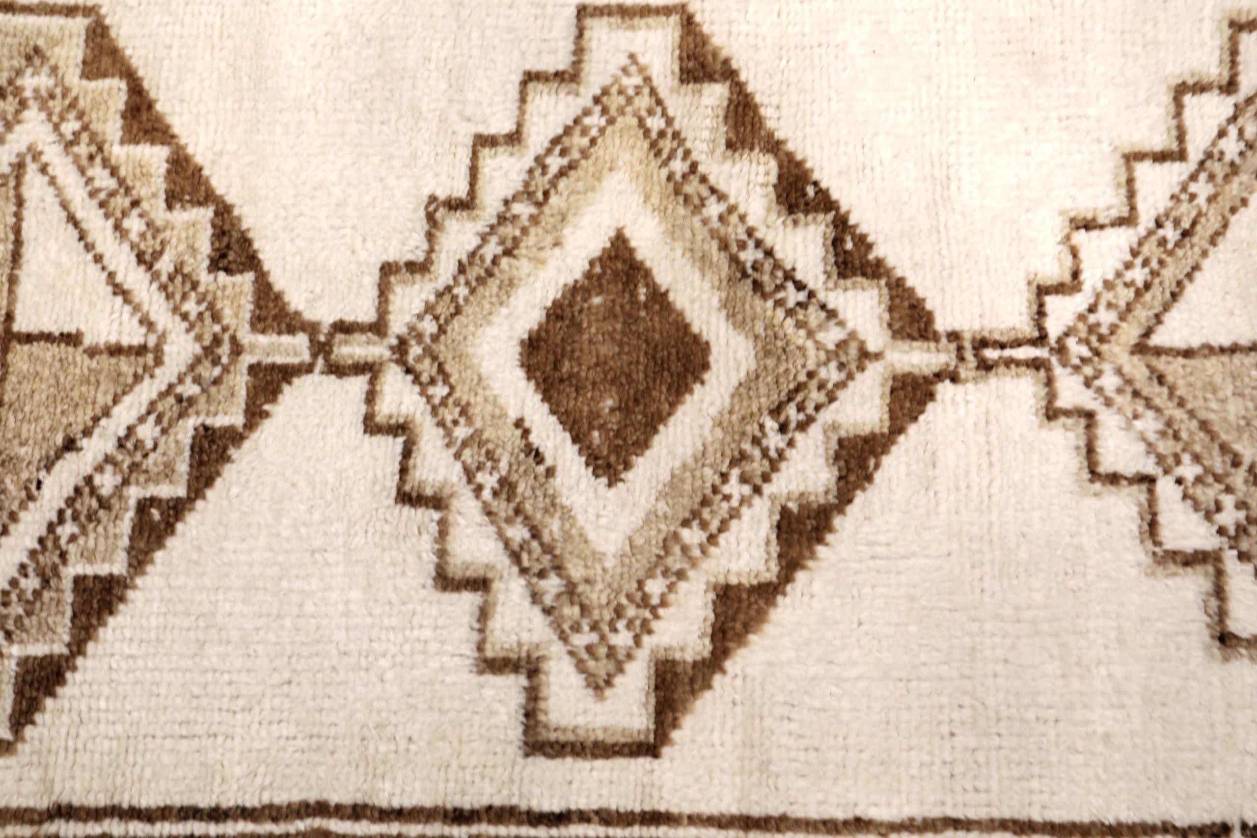 Tribal Tapis de course Turkey Anatoly - Laine Brown Ivory Design - 93318 en vente