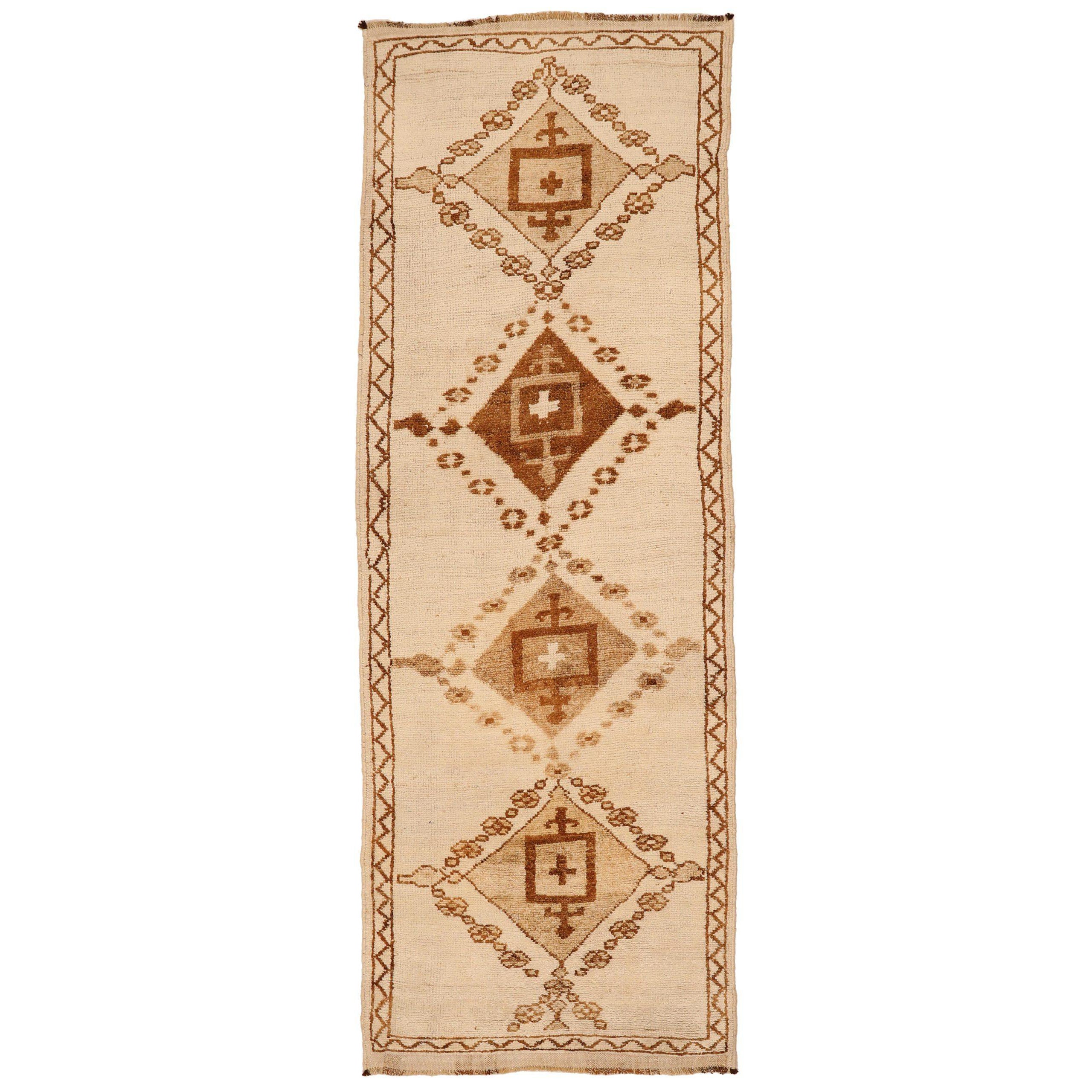 Türkei Anatoly Läufer Teppich - Wolle Braun Elfenbein Design - 93320