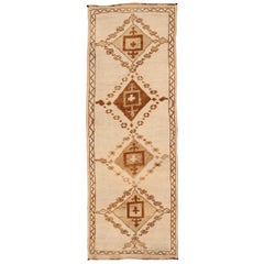 Türkei Anatoly Läufer Teppich - Wolle Braun Elfenbein Design - 93320