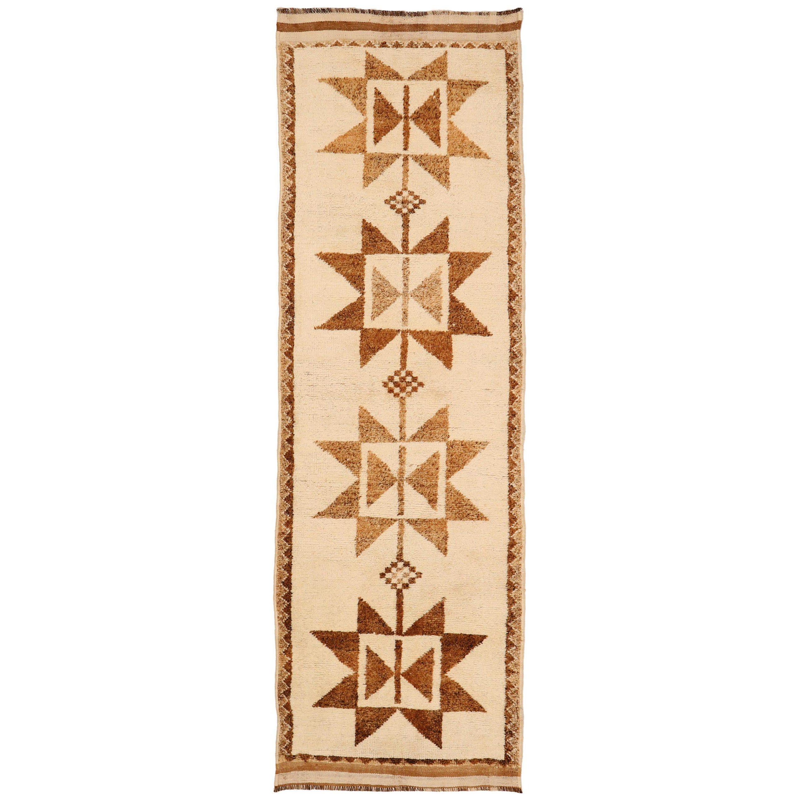 Türkei Anatoly Läufer Teppich - Wolle Braun Elfenbein Design - 93322