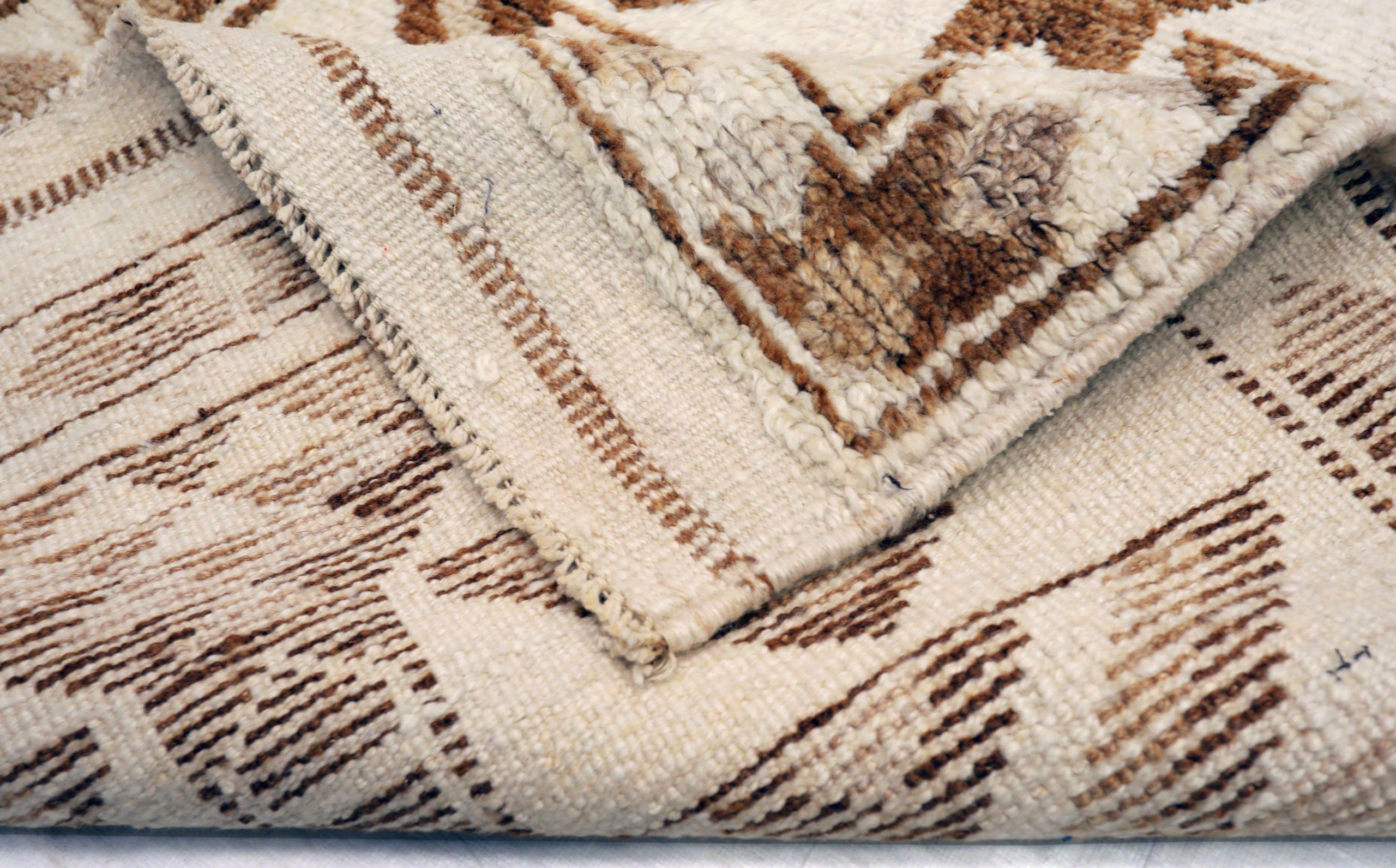 Türkei Anatoly Läufer Teppich - Wolle Braun Elfenbein Design - 93323 im Zustand „Hervorragend“ im Angebot in Dallas, TX