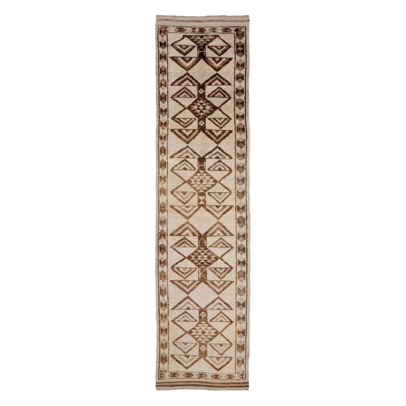 Türkei Anatoly Läufer Teppich - Wolle Braun Elfenbein Design - 93323