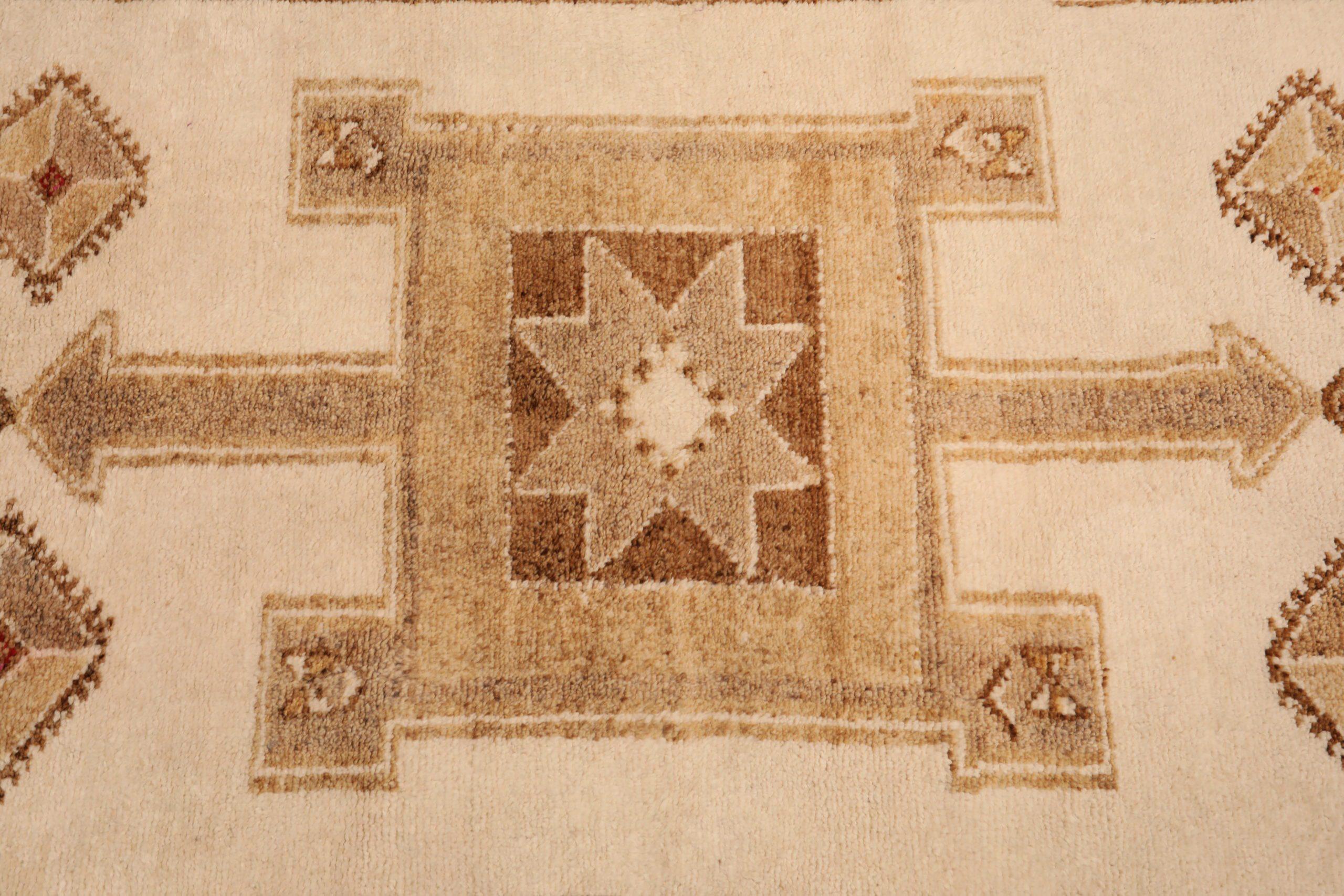 Türkei Anatoly Läufer Teppich - Wolle Braun Elfenbein Design - 93324 (20. Jahrhundert) im Angebot