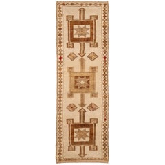 Türkei Anatoly Läufer Teppich - Wolle Braun Elfenbein Design - 93324