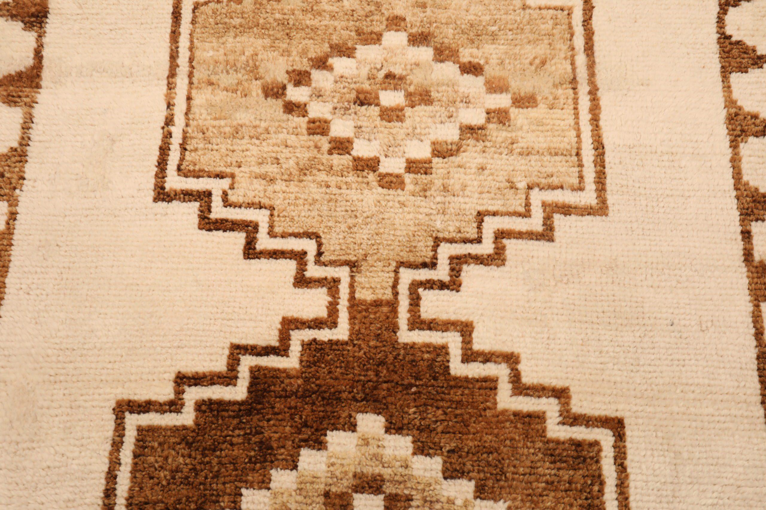 Türkei Anatoly Läufer Teppich - Wolle Braun Elfenbein Design - 93325 (Türkisch) im Angebot