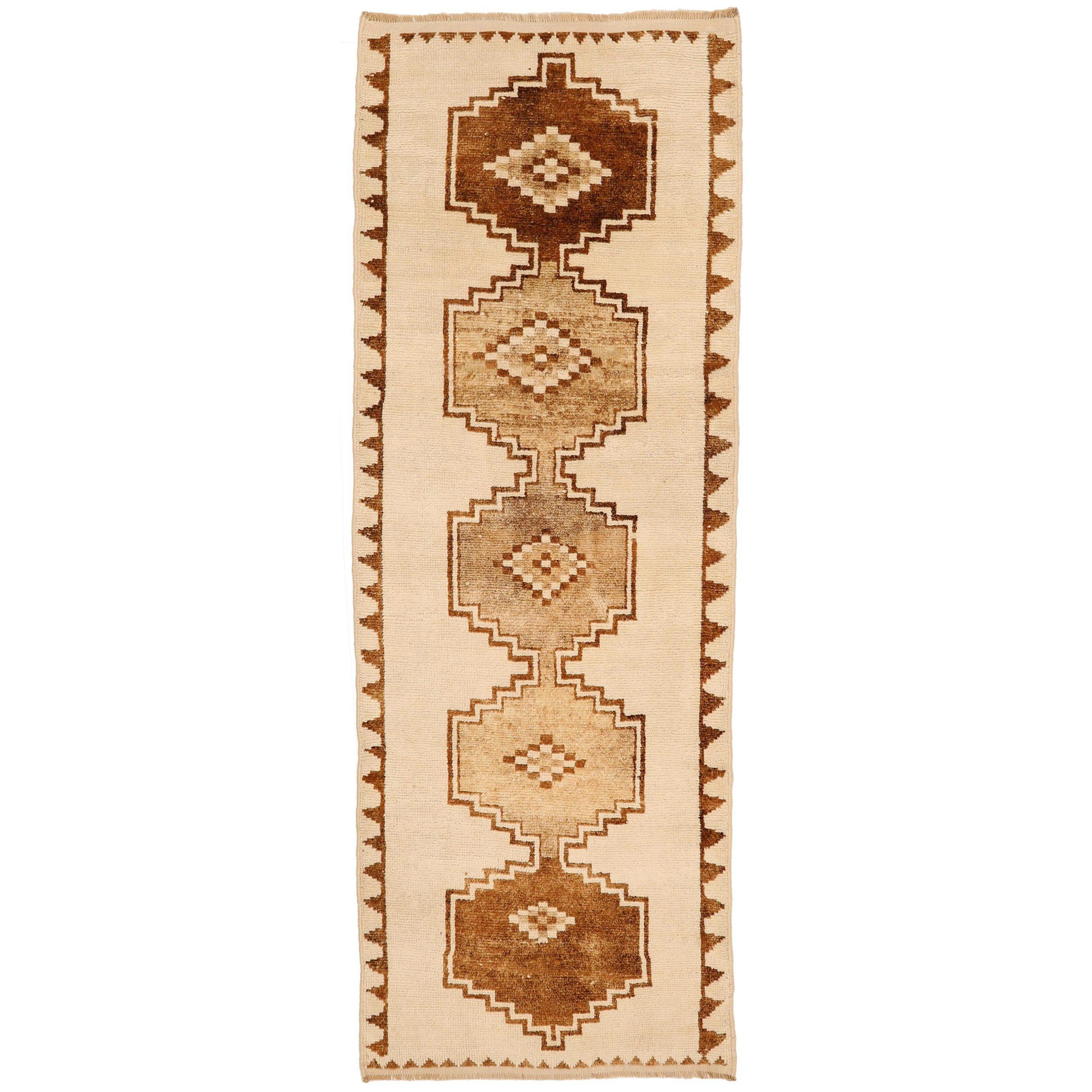Türkei Anatoly Läufer Teppich - Wolle Braun Elfenbein Design - 93325