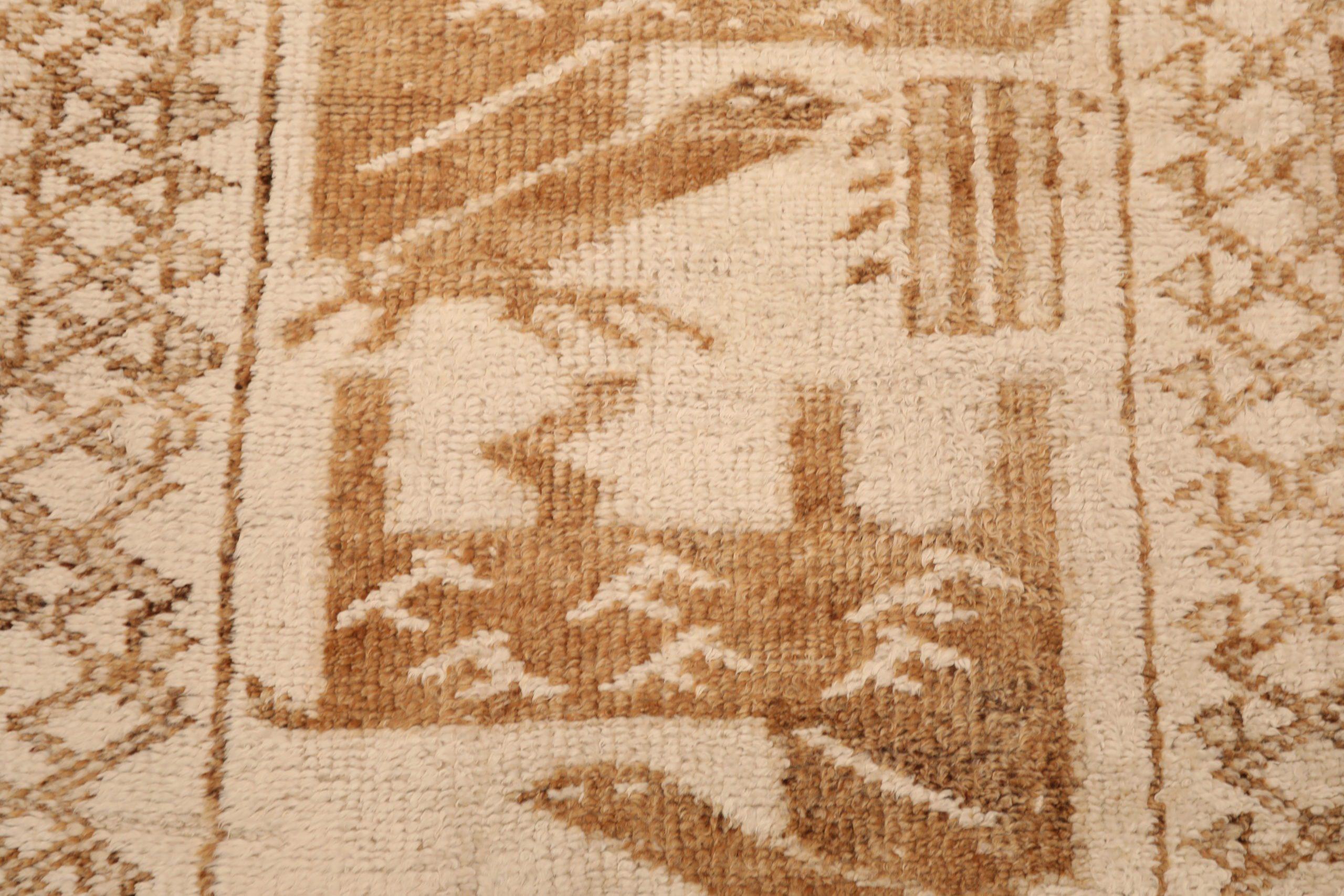 20ième siècle Tapis de course Turkey Anatoly - Laine Brown Ivory Design - 93327 en vente