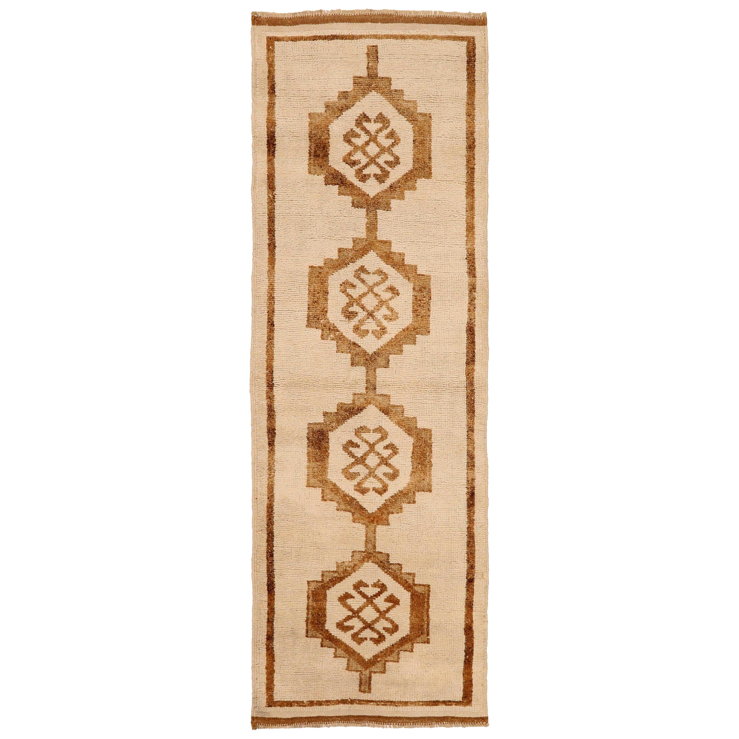 Türkei Anatoly Läufer Teppich - Wolle Braun Elfenbein Design - 93328