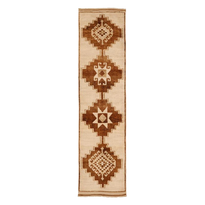 Türkei Anatoly Läufer Teppich - Wolle Braun Elfenbein Design - 93329