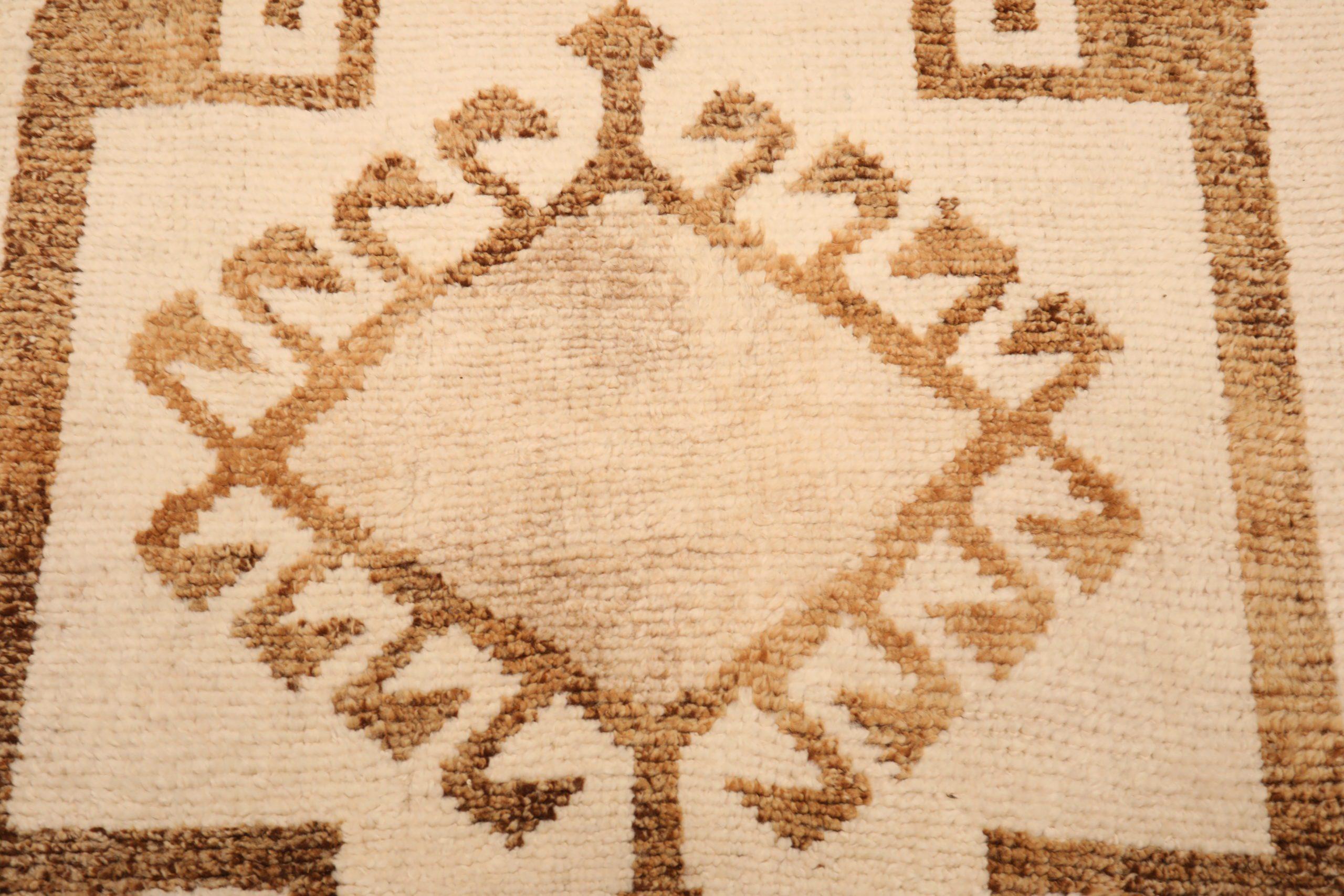 Tappeto Runner Turkey Anatoly - Lana Marrone Avorio Design - 93330 In condizioni ottime in vendita a Dallas, TX
