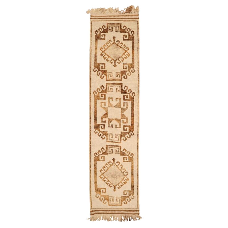 Tappeto Runner Turkey Anatoly - Lana Marrone Avorio Design - 93330