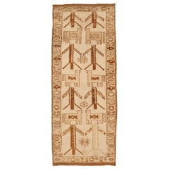 Turkey Anatoly Runner Rug - Wool Brown Ivory Design - 93331