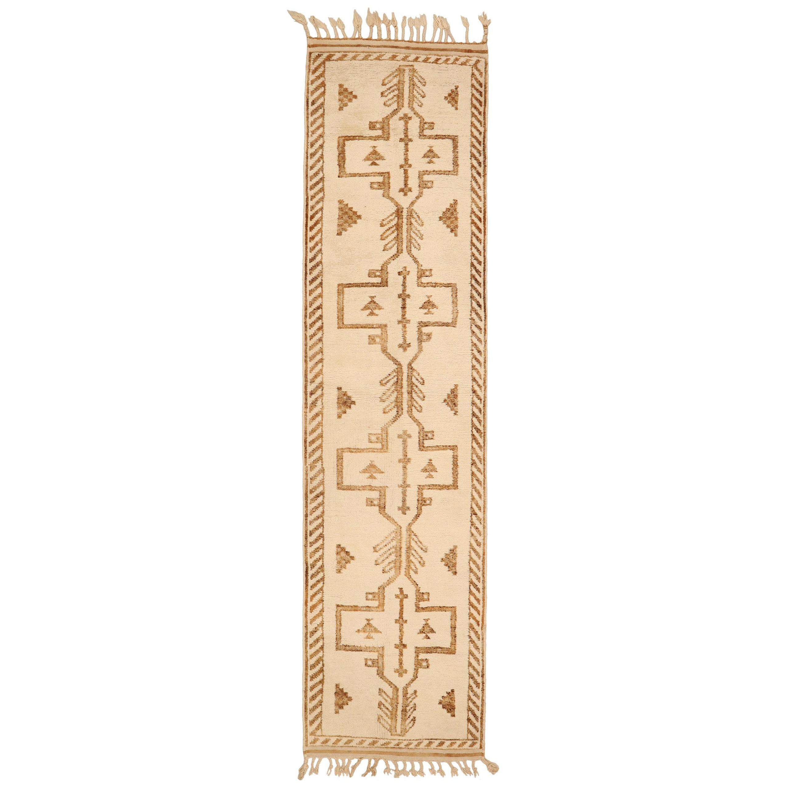 Tappeto Runner Turkey Anatoly - Lana Marrone Avorio Design - 93334