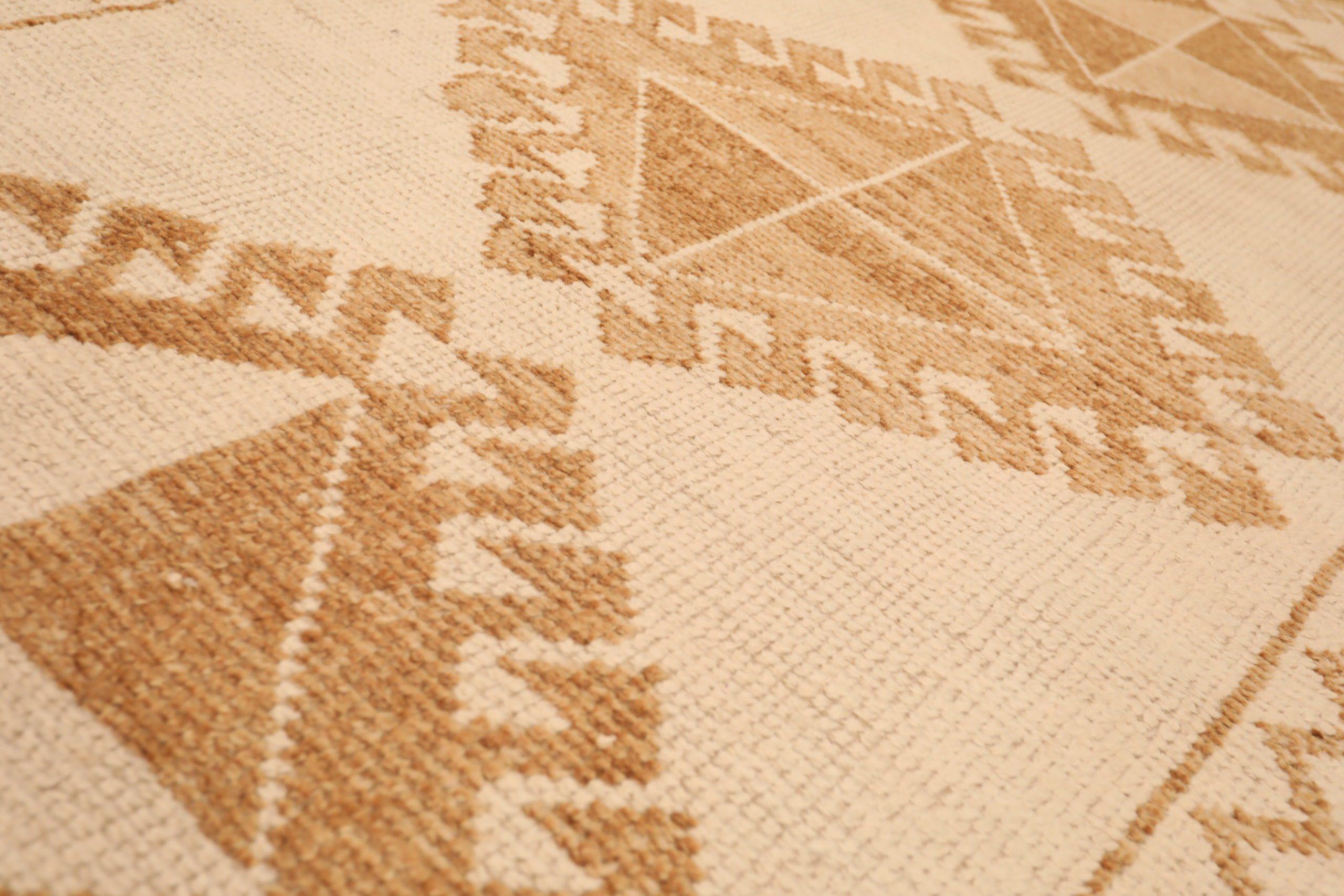 Tribale Tappeto Runner Turkey Anatoly - Lana Marrone Avorio Design - 93335 in vendita