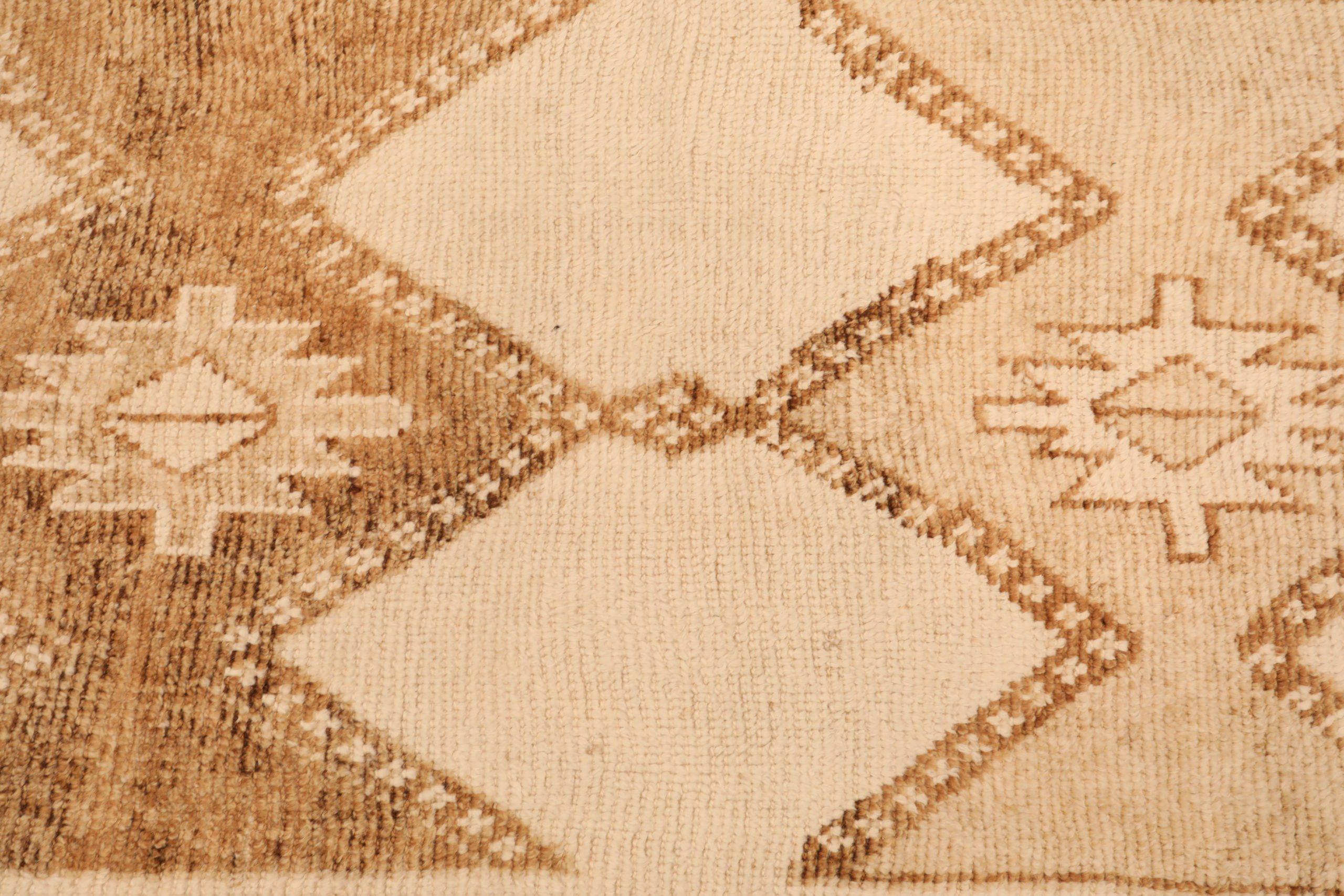 Türkei Anatoly Läufer Teppich - Wolle Braun Elfenbein Design - 93336 (20. Jahrhundert) im Angebot