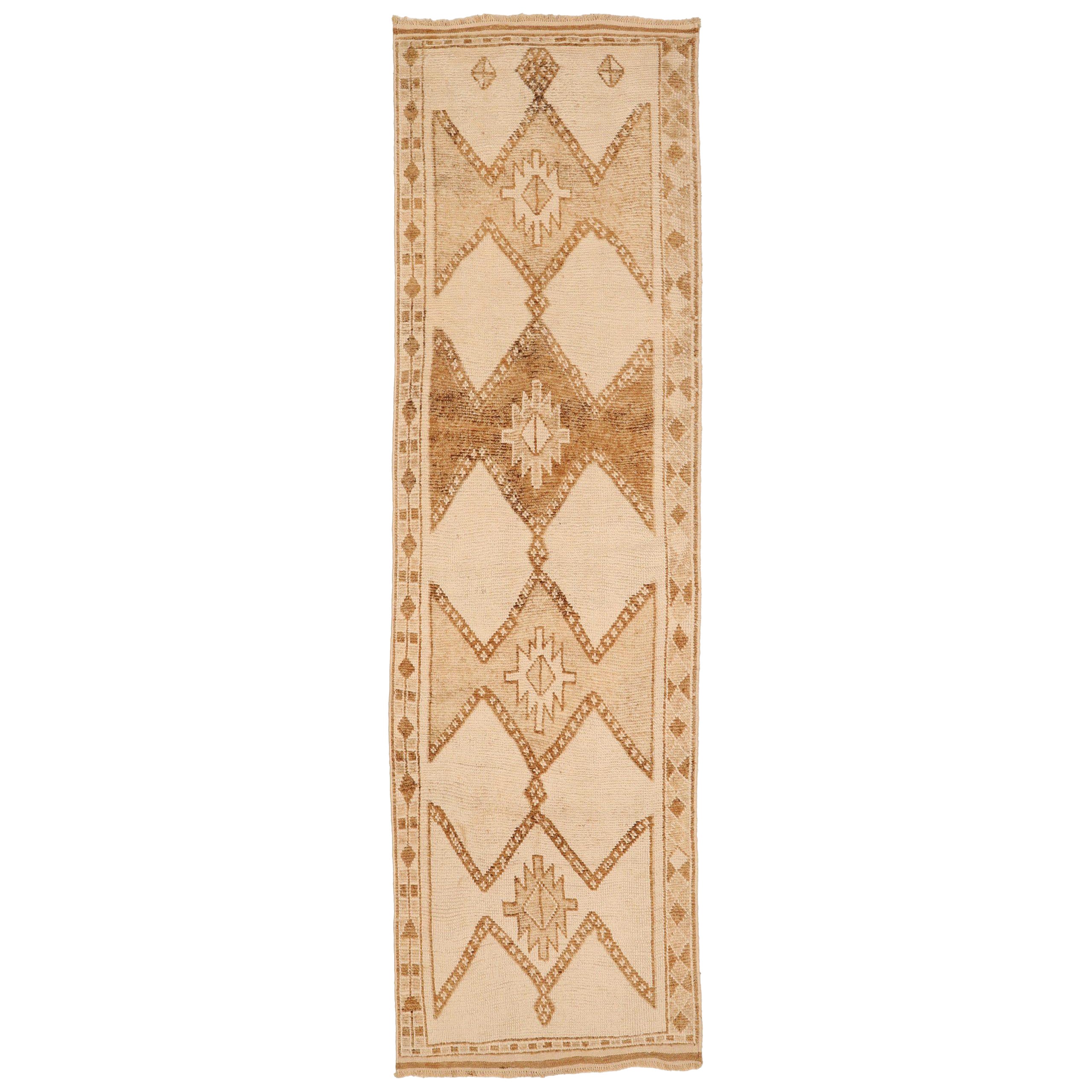Türkei Anatoly Läufer Teppich - Wolle Braun Elfenbein Design - 93336