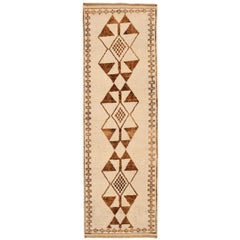 Turkey Anatoly Runner Rug - Wool Brown Ivory Design - 93337