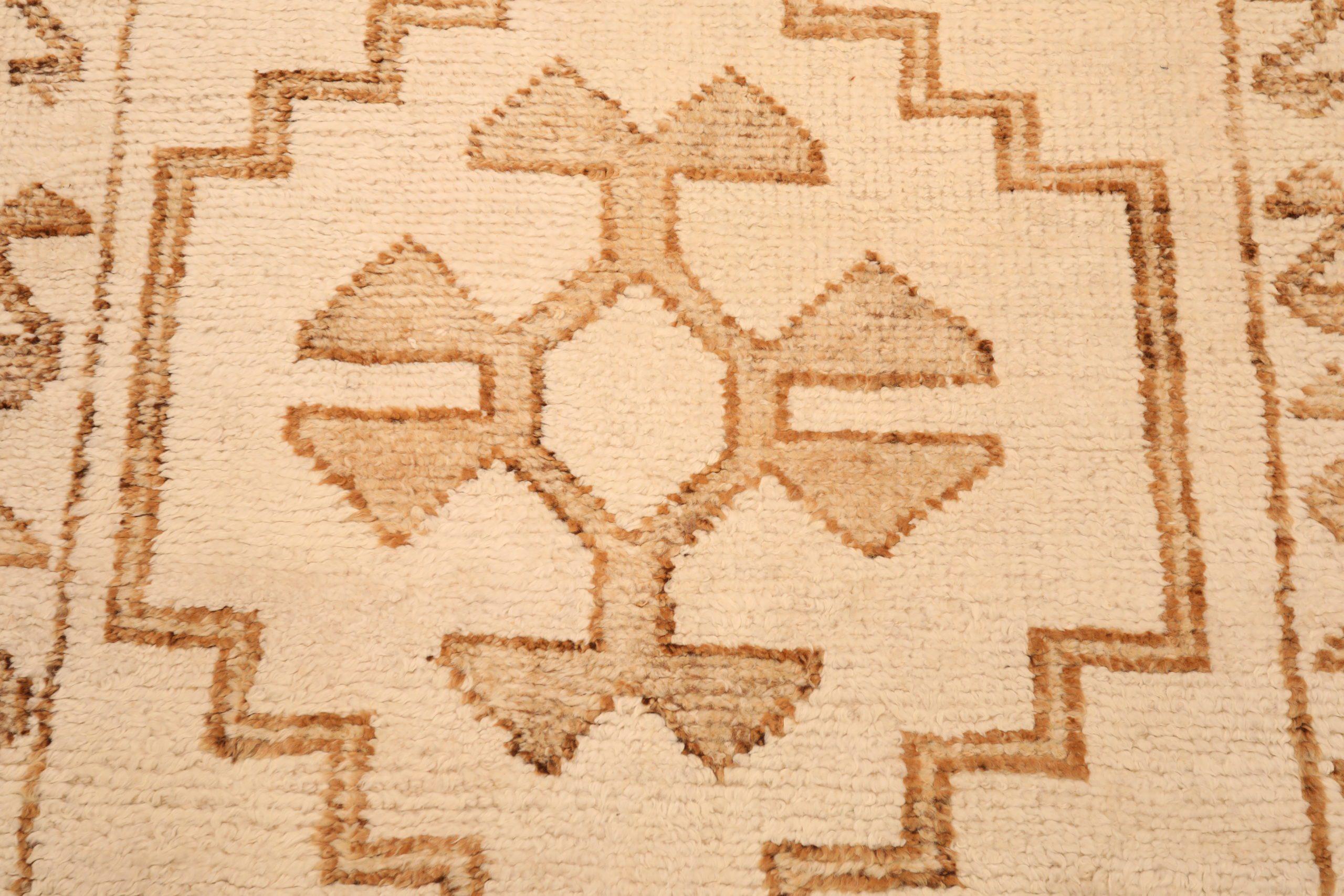 XX secolo Tappeto Runner Turkey Anatoly - Lana Marrone Avorio Design - 93344 in vendita