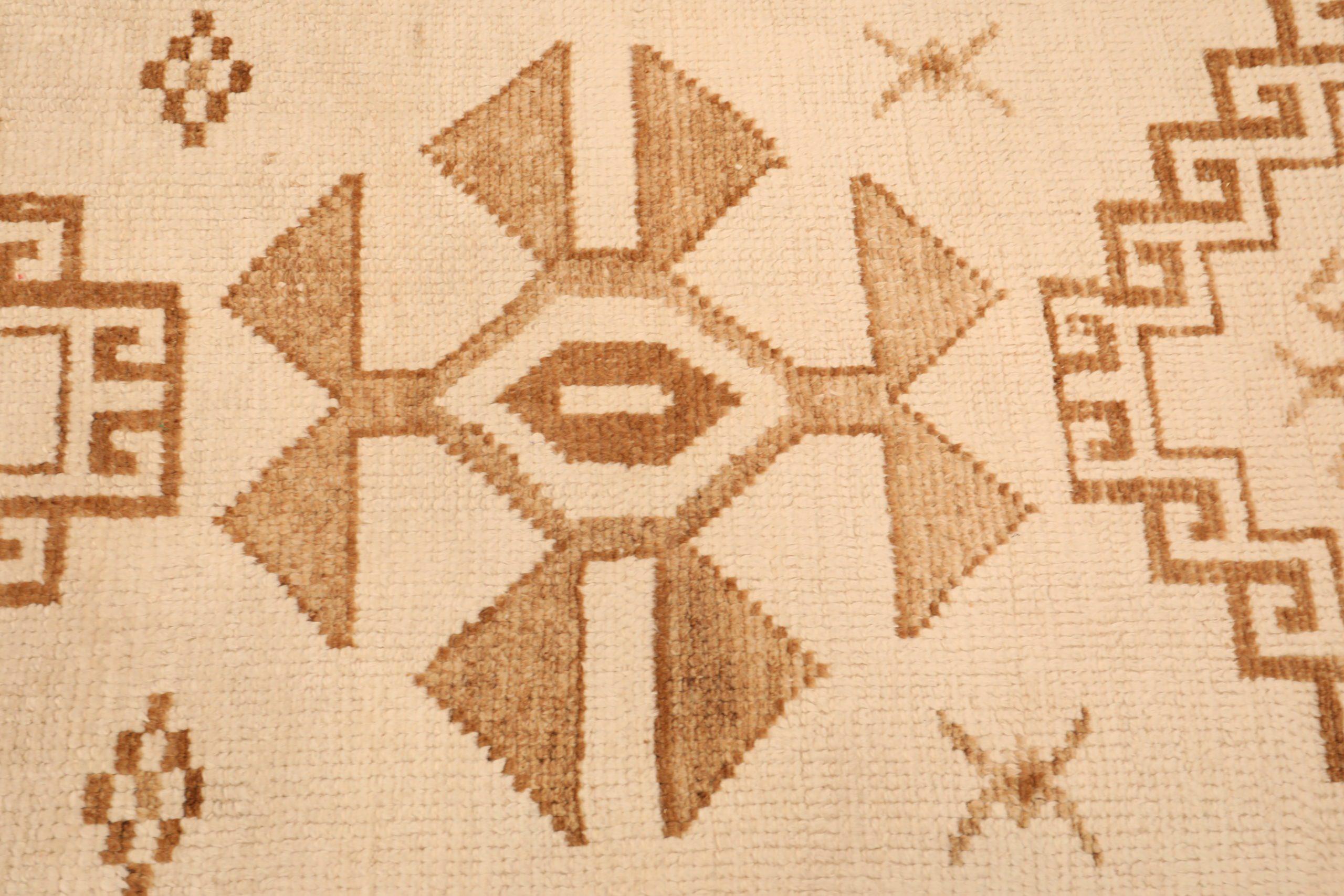 Türkei Anatoly Läufer Teppich - Wolle Braun Elfenbein Design - 93348 im Zustand „Hervorragend“ im Angebot in Dallas, TX