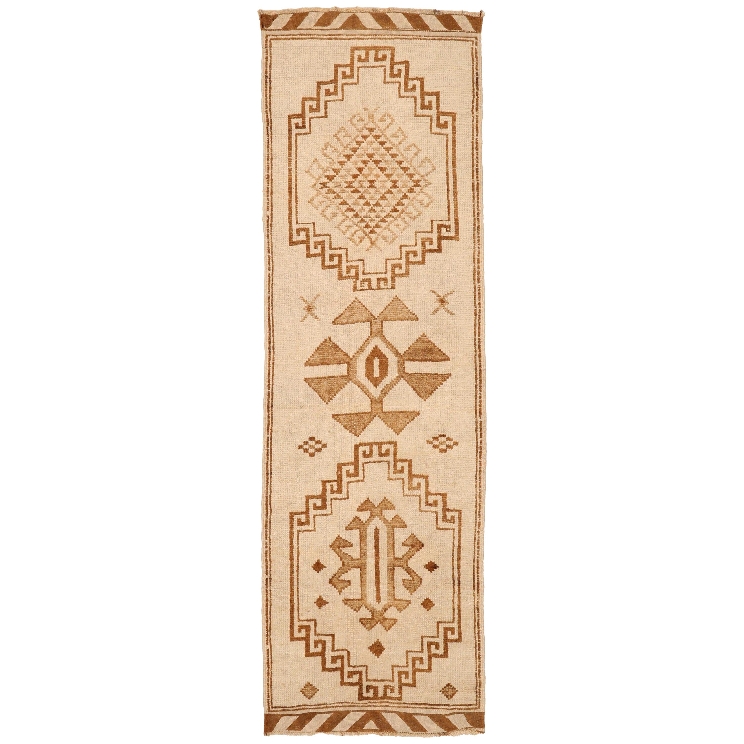 Türkei Anatoly Läufer Teppich - Wolle Braun Elfenbein Design - 93348
