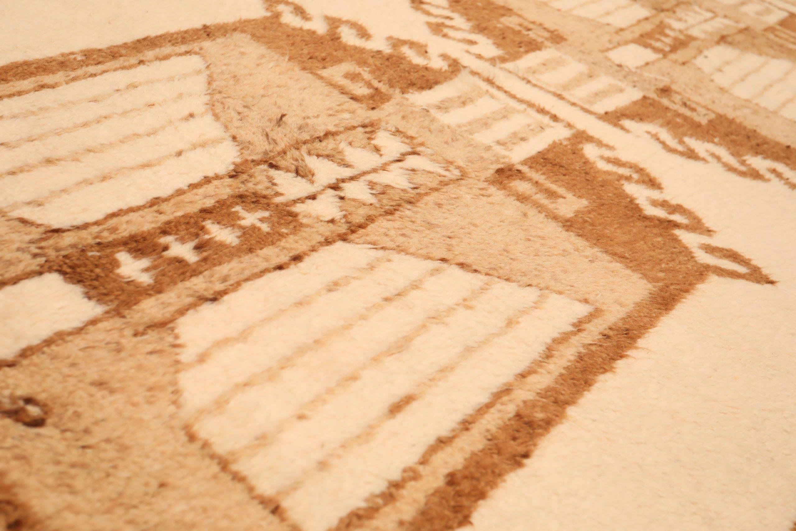 Turkish Turkey Anatoly Runner Rug - Wool Brown Ivory Design - 93349 For Sale