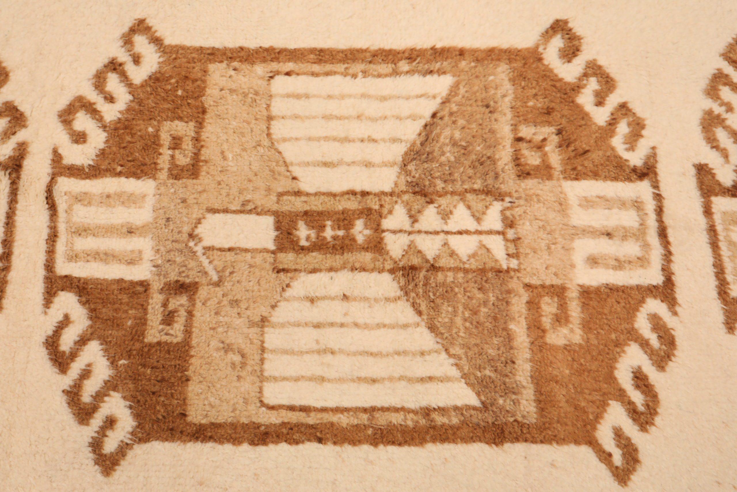 Turkey Anatoly Runner Rug - Wool Brown Ivory Design - 93349 In Excellent Condition For Sale In Dallas, TX