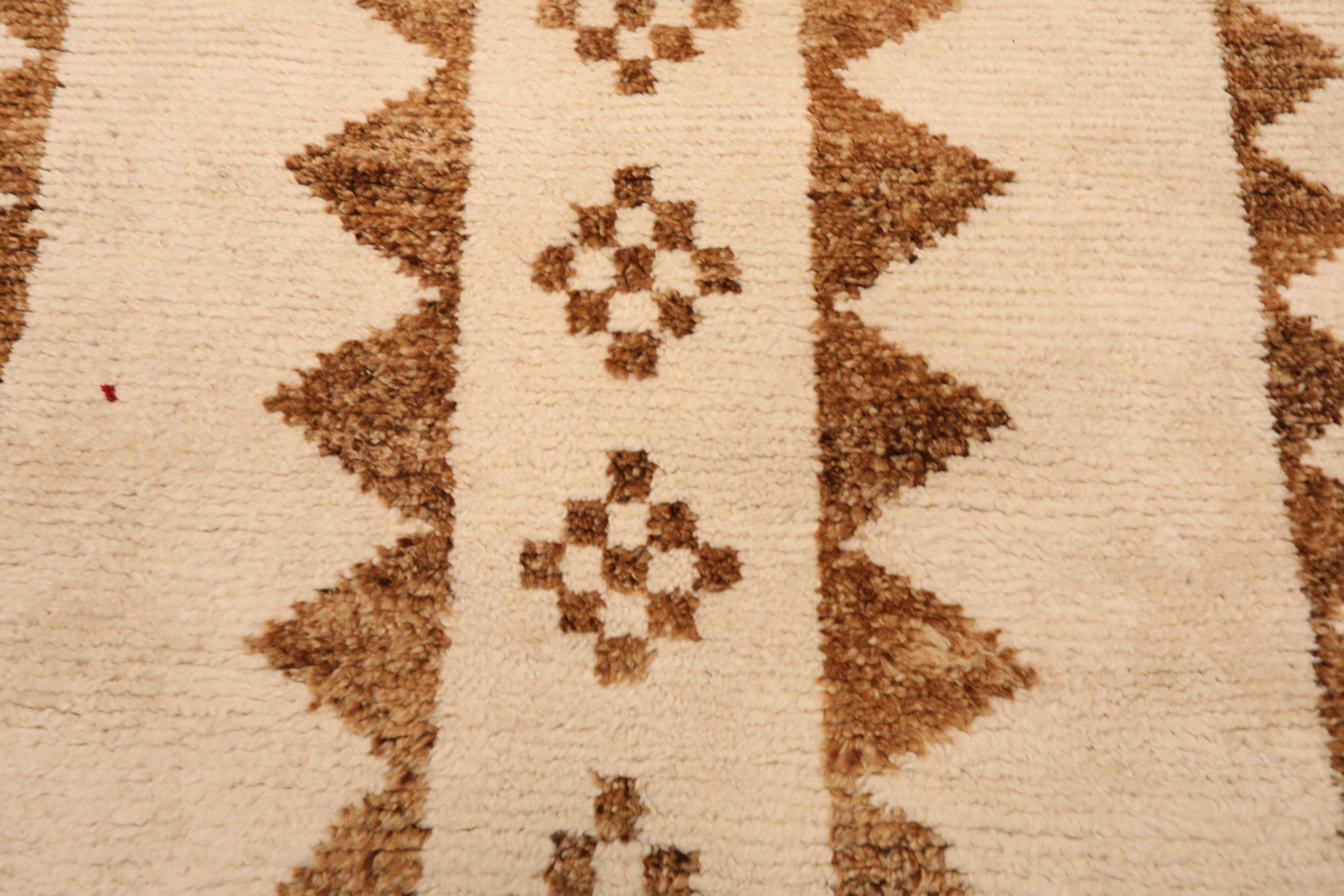 Türkei Anatoly Läufer Teppich - Wolle Braun Elfenbein Design - 93352 im Zustand „Hervorragend“ im Angebot in Dallas, TX
