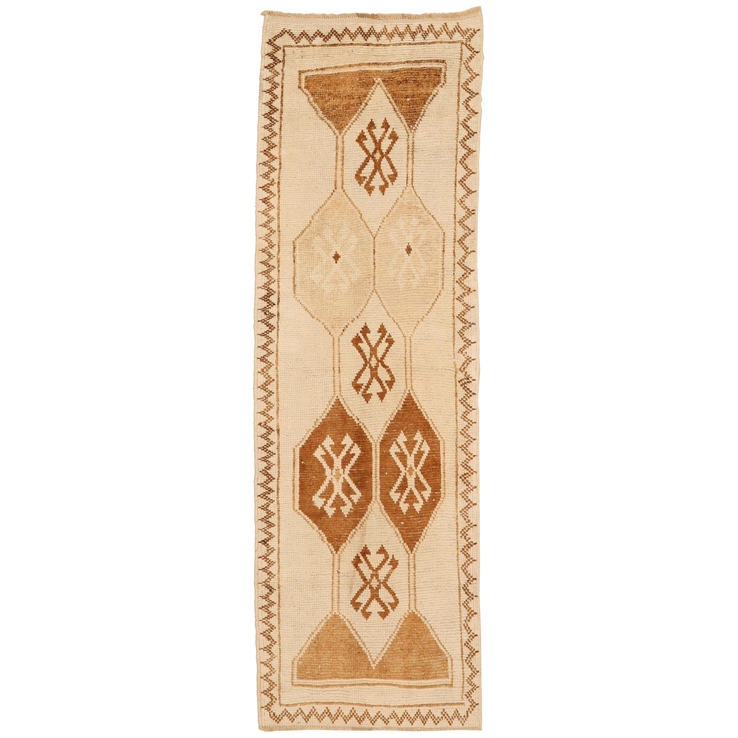Türkei Anatoly Läufer Teppich - Wolle Braun Elfenbein Design - 93354