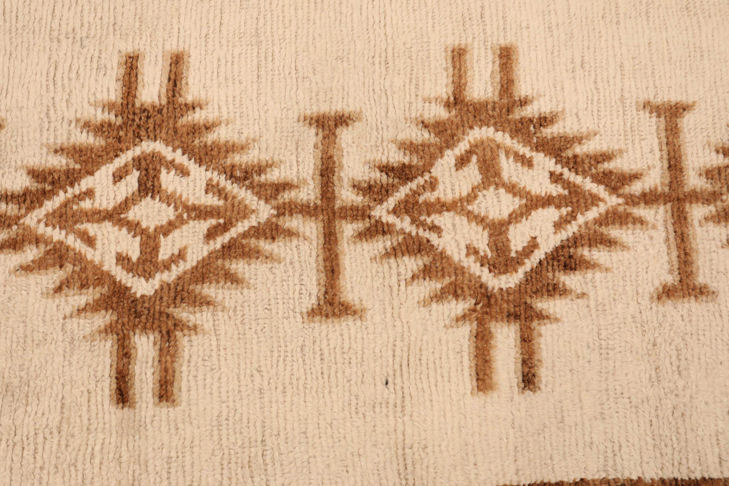 Türkei Anatoly Läufer Teppich - Wolle Braun Elfenbein Design - 93362 im Zustand „Hervorragend“ im Angebot in Dallas, TX